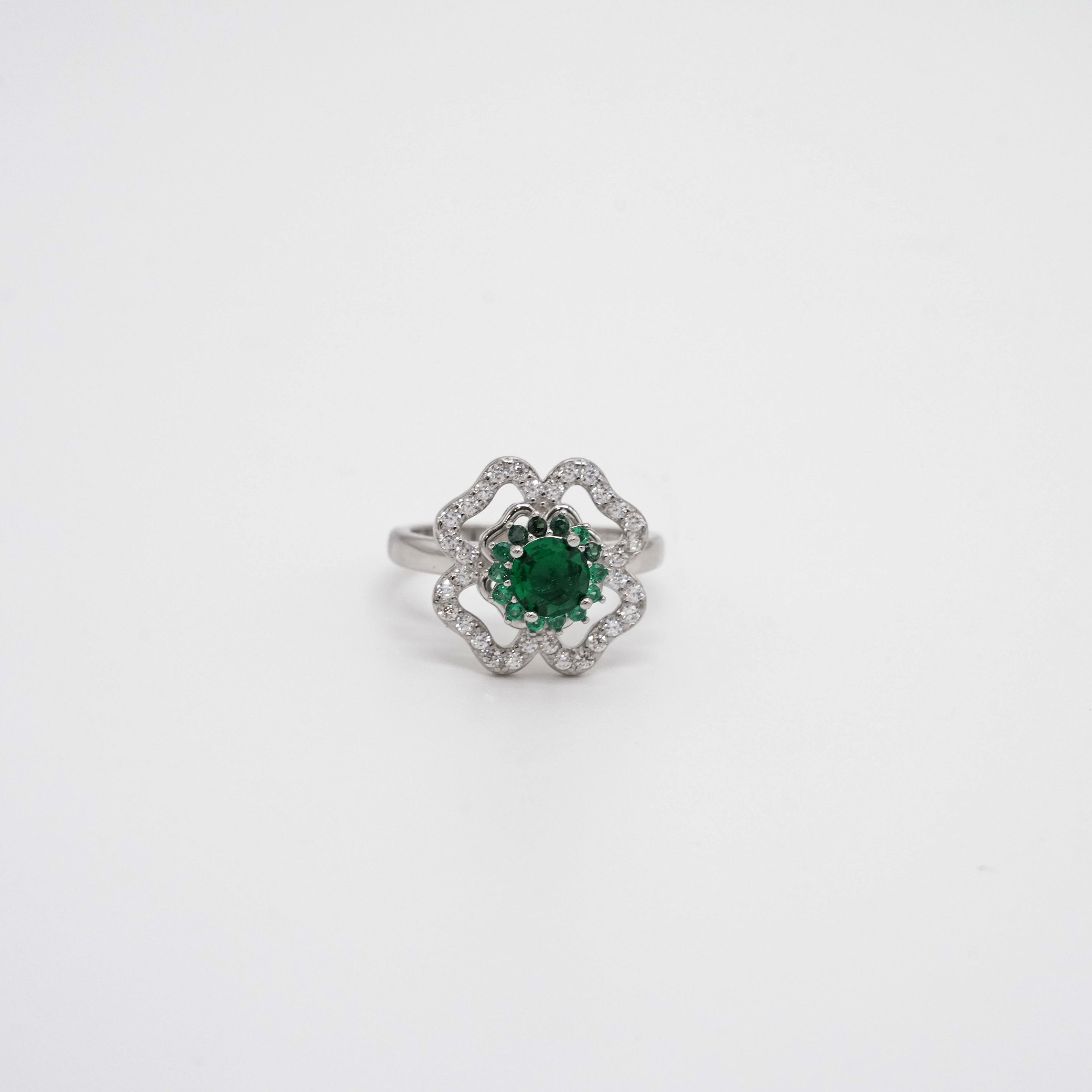 Arham Silver Palace - Silver Green Ring