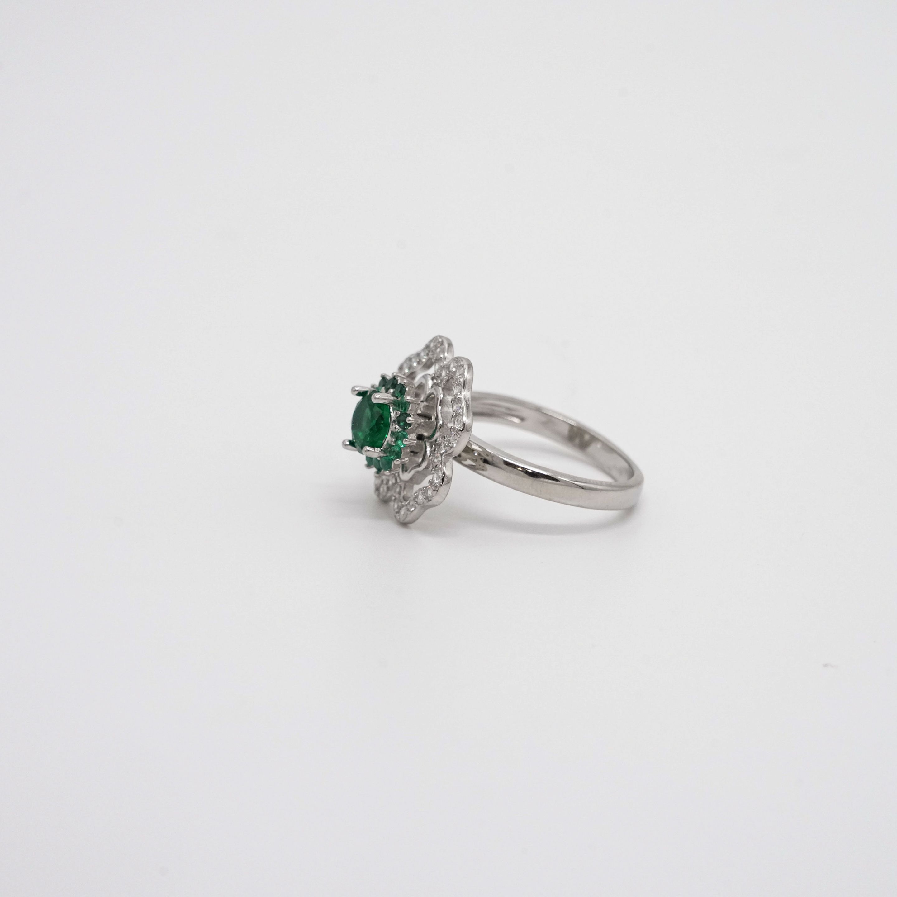 Arham Silver Palace - Silver Green Ring