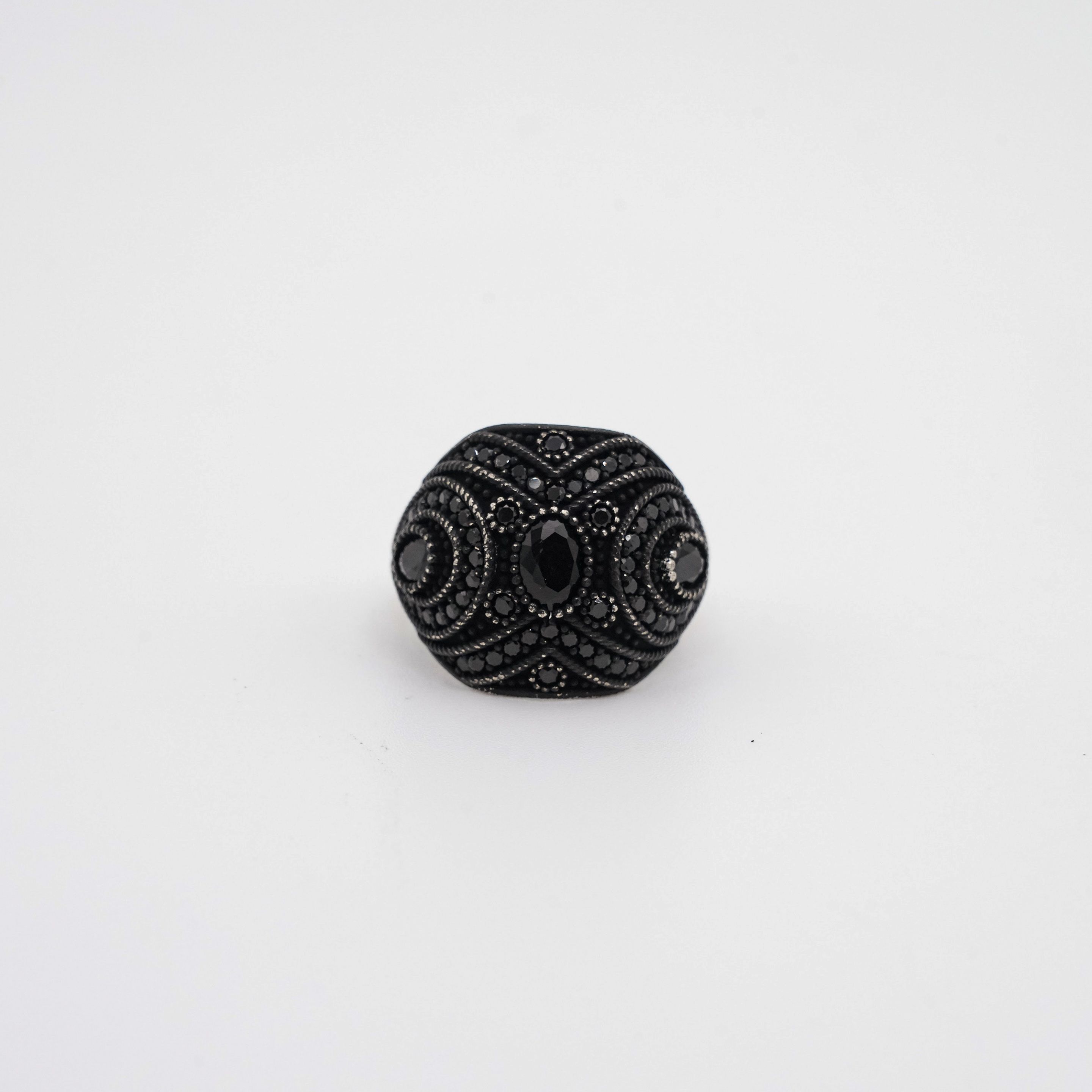 Arham Silver Palace - Black Stone Ring