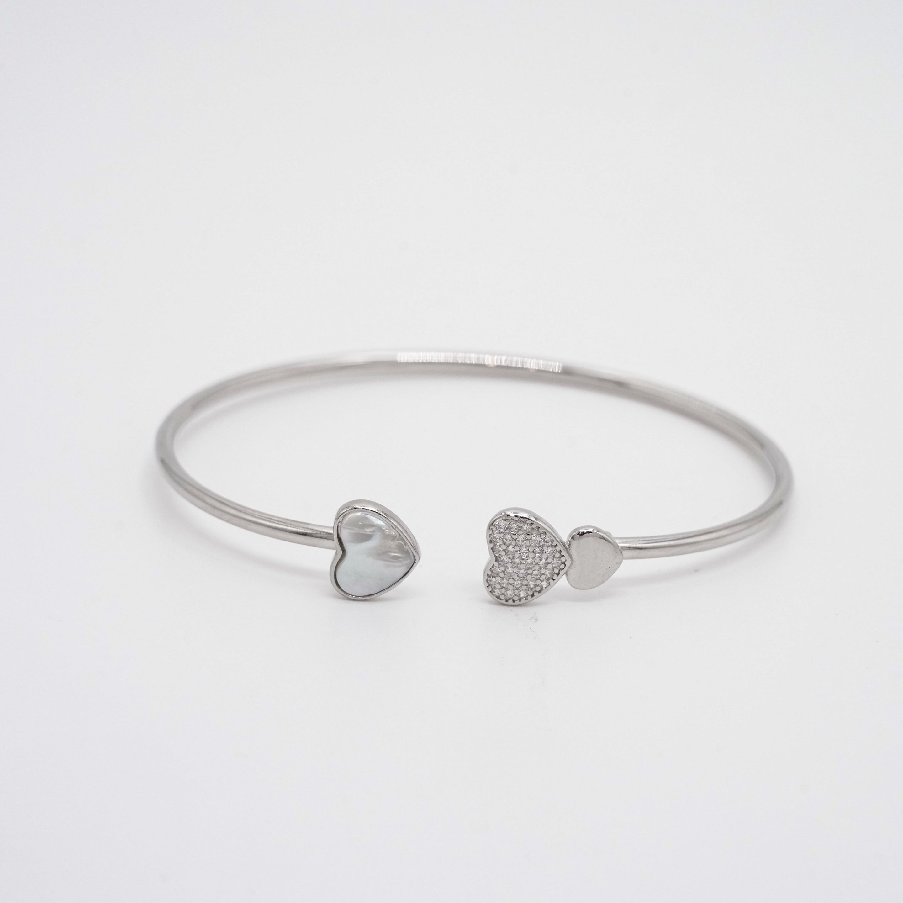 Arham Silver Palace - Heart Bangle Bracelet