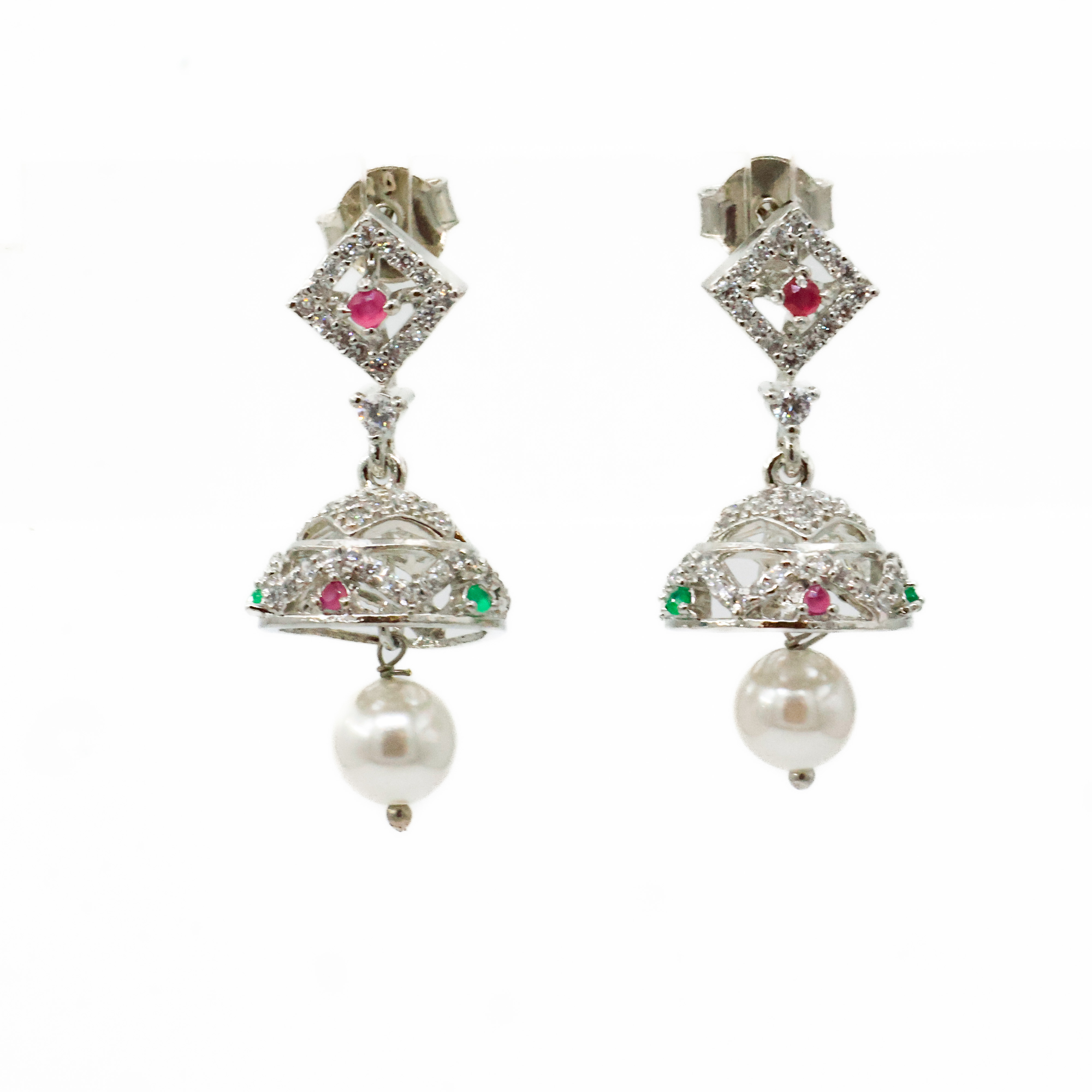 Arham Silver Palace - Silver Jhumka Earrings
