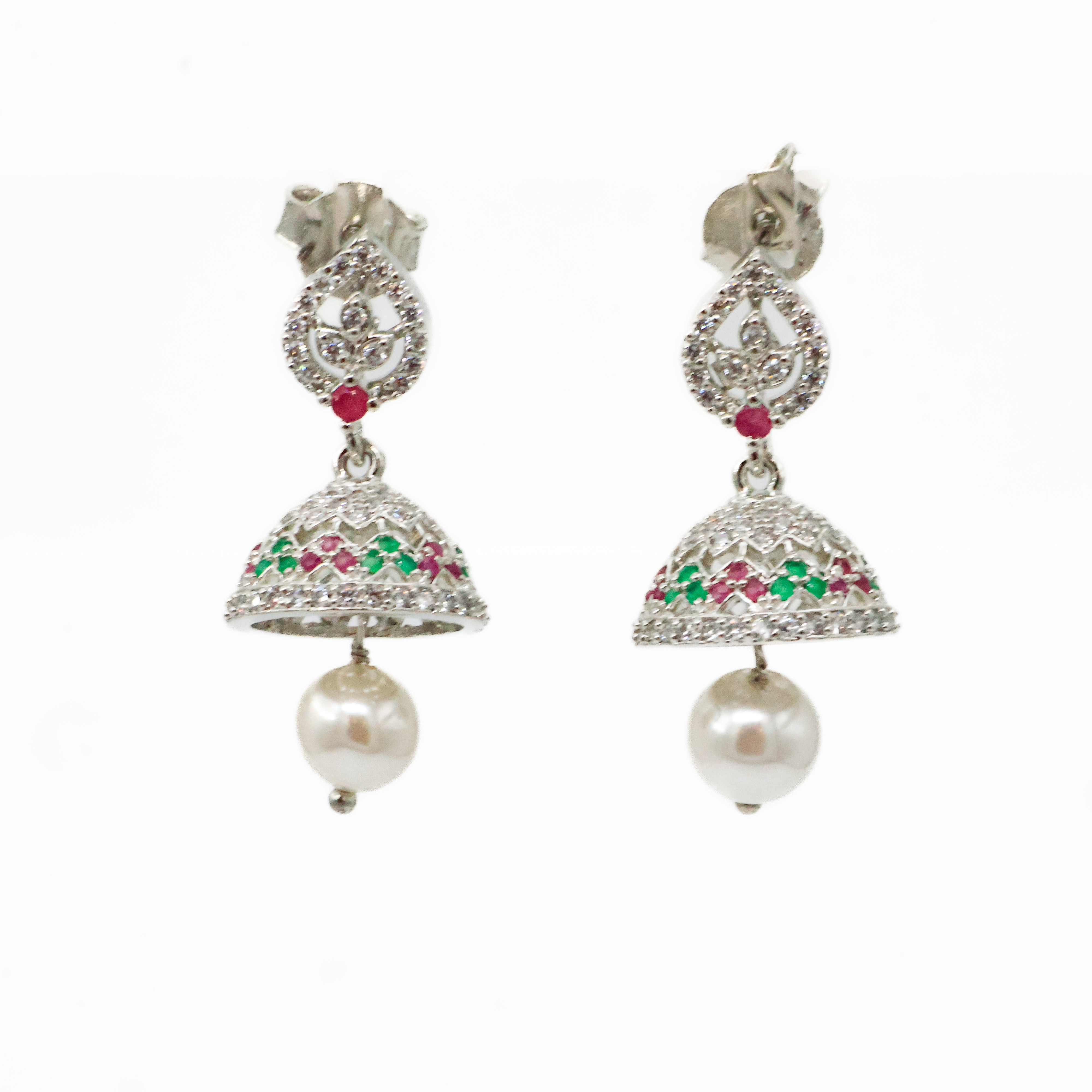 Arham Silver Palace - Silver Jhumka Earrings