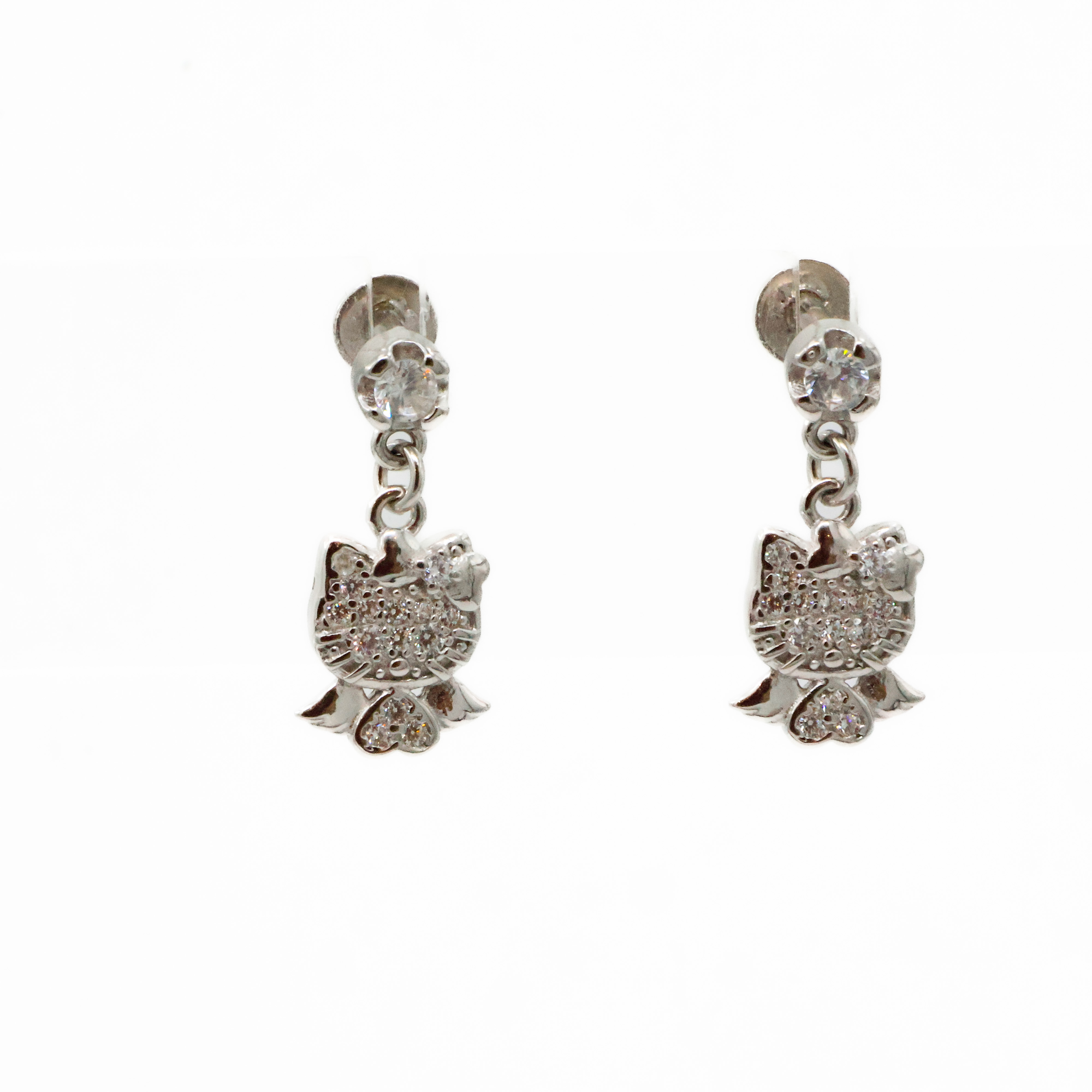 Arham Silver Palace - Silver Kitty Earrings