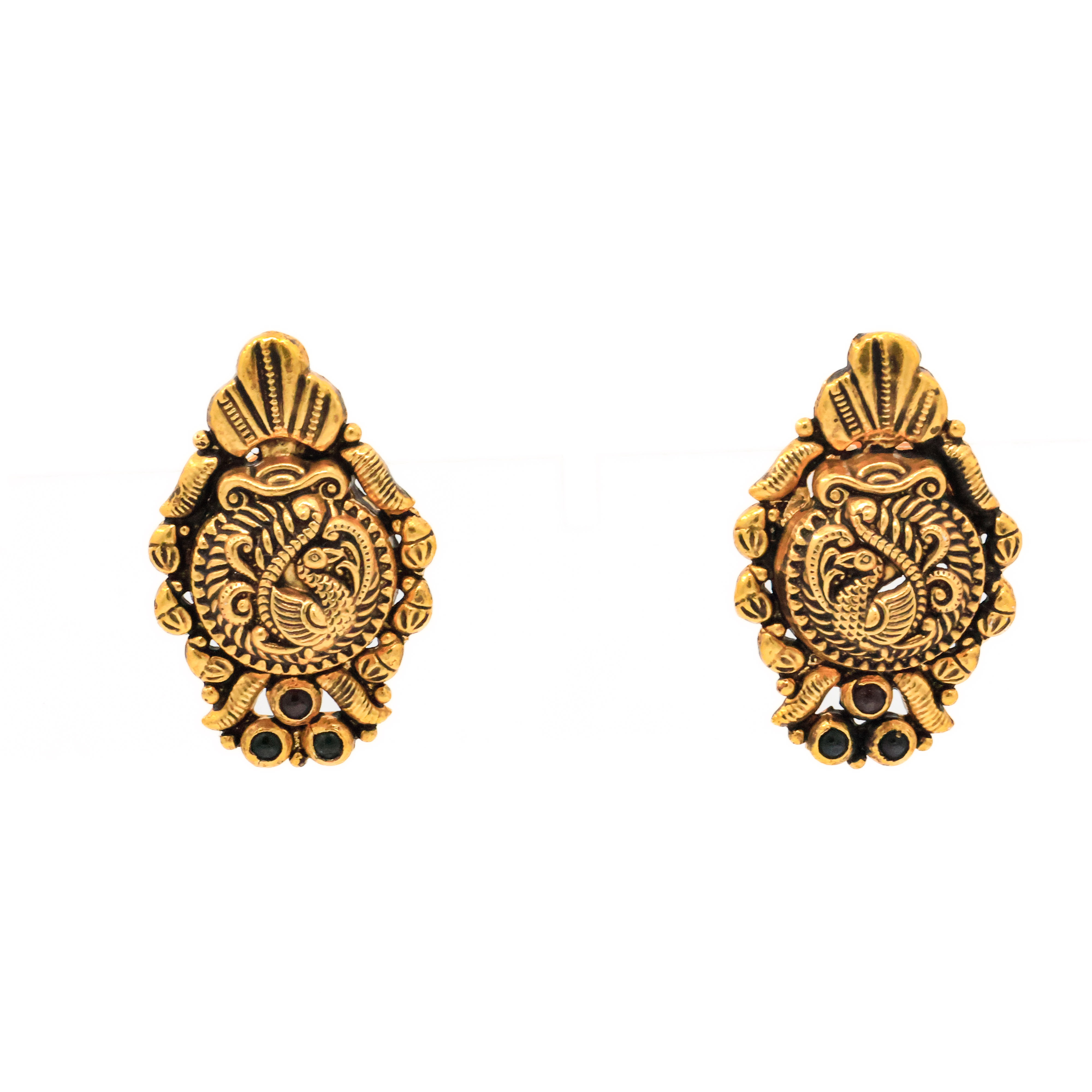 Arham Silver Palace - Gold Peacock Earrings