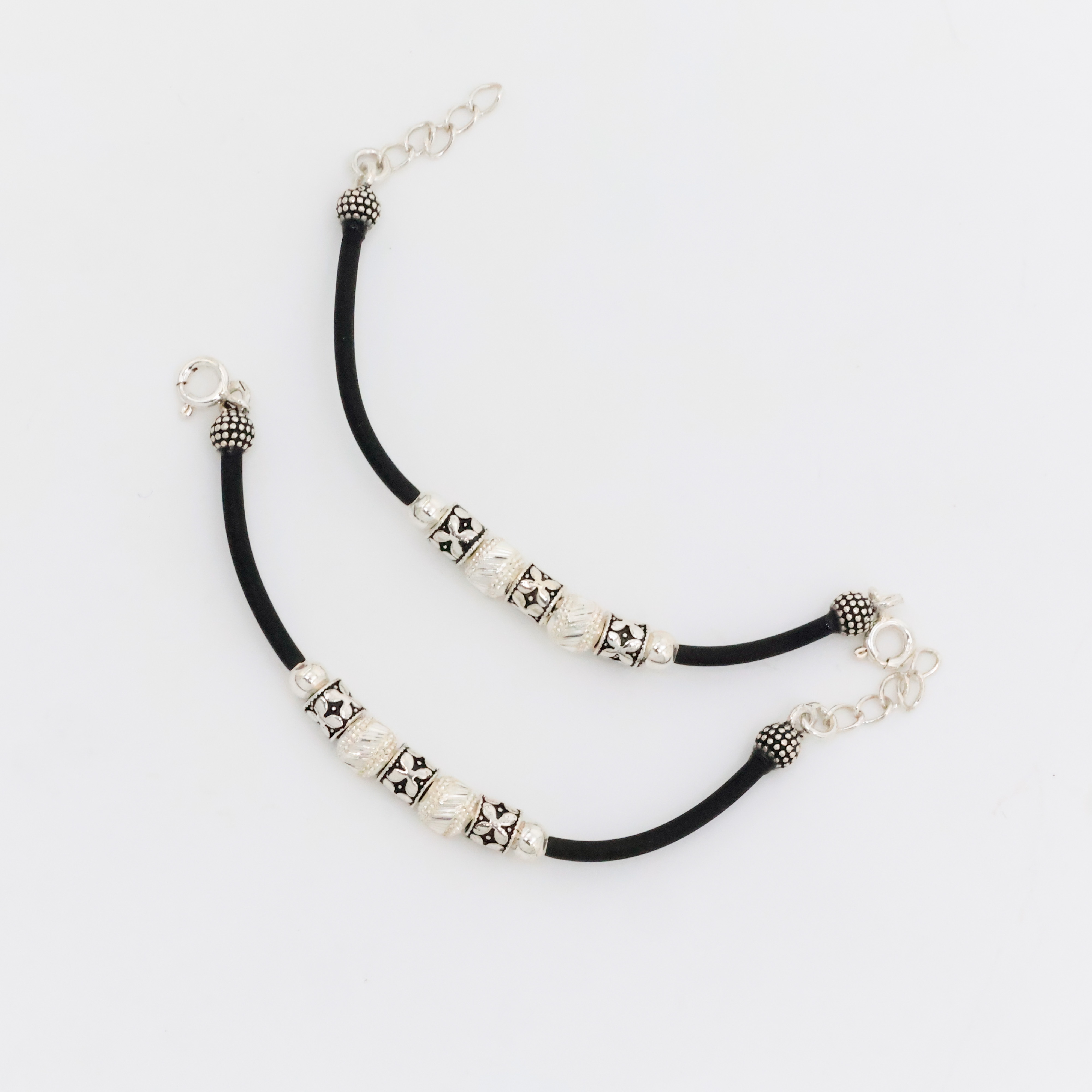 Arham Silver Palace - Silver Beads Anklets