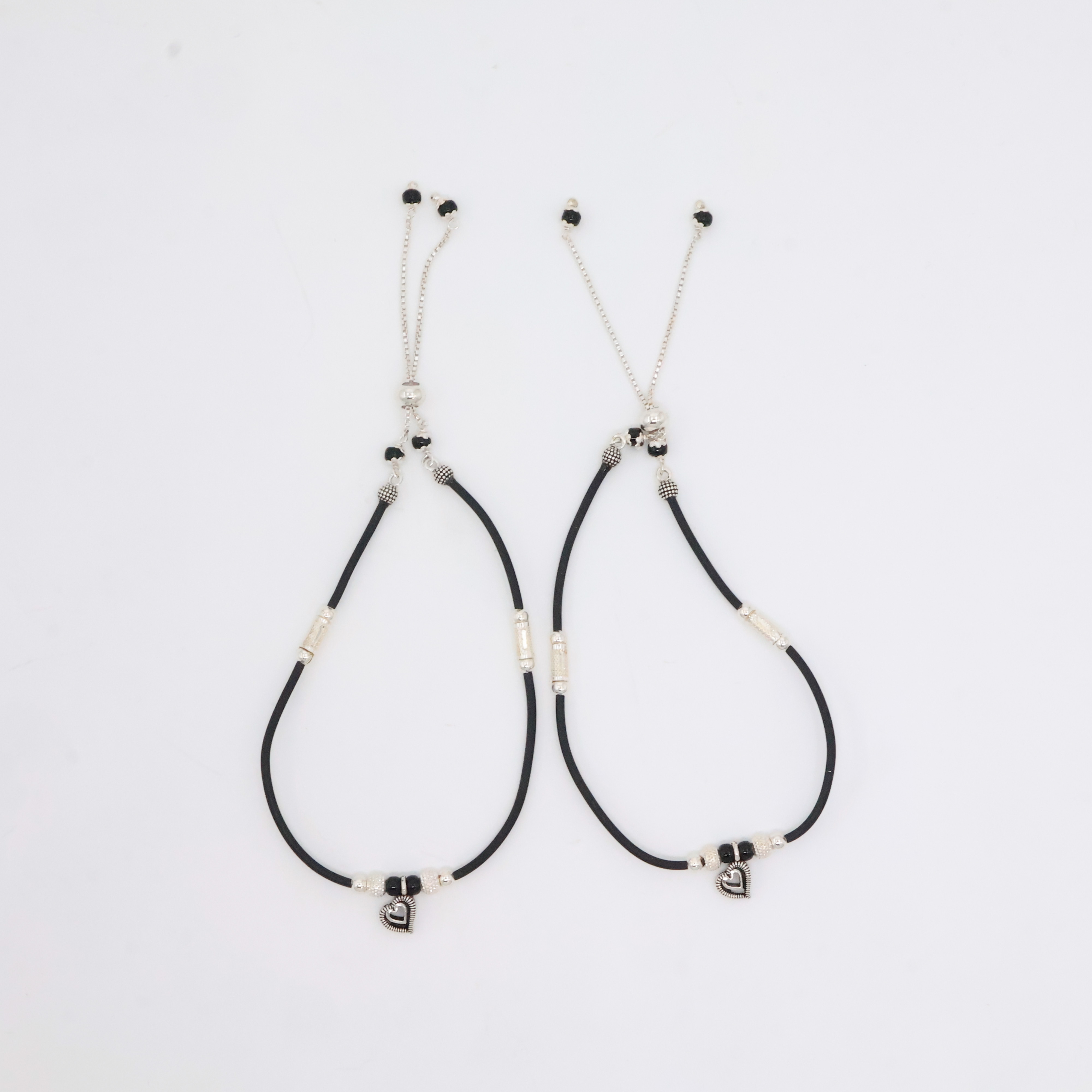 Arham Silver Palace - Silver Heart Anklets