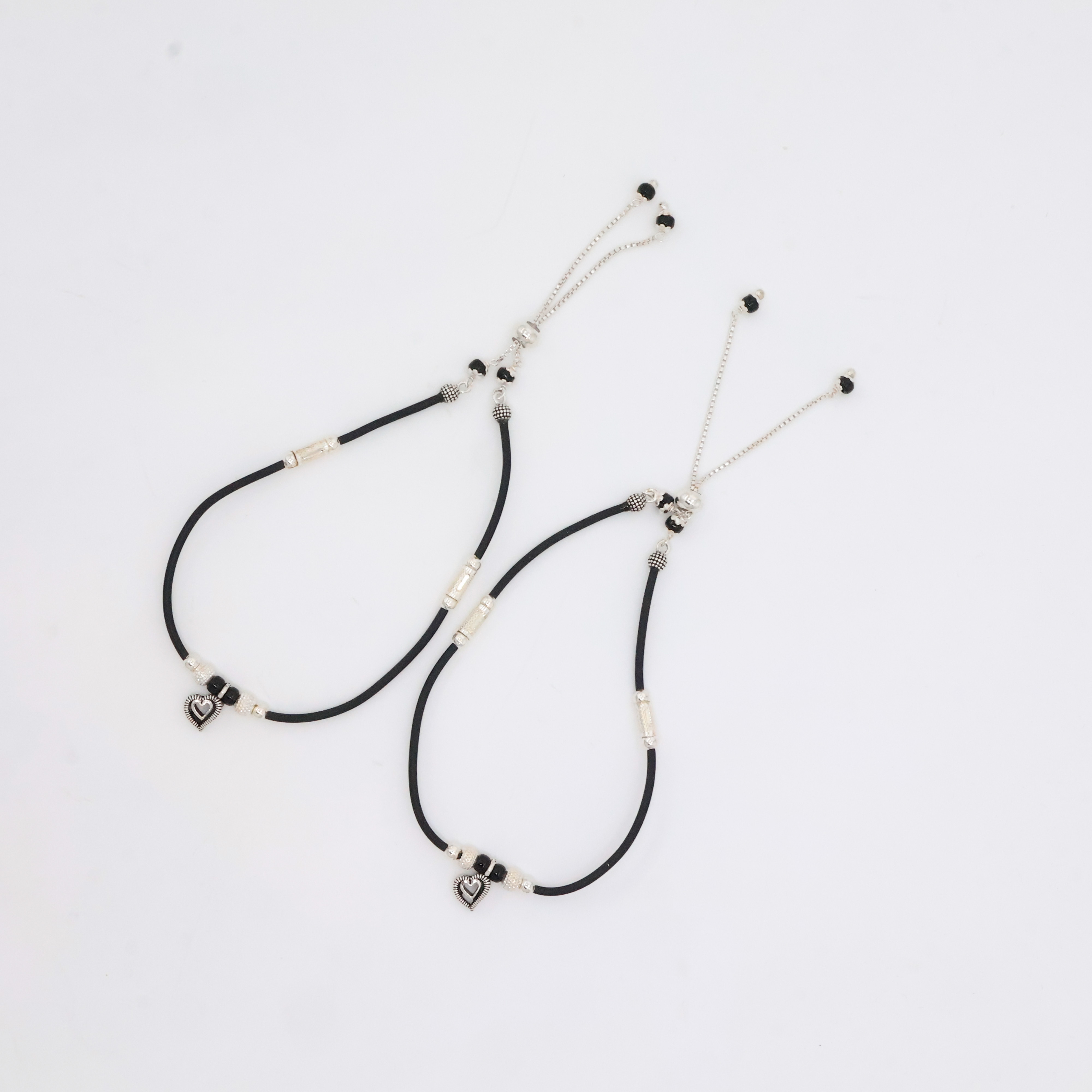 Arham Silver Palace - Silver Heart Anklets