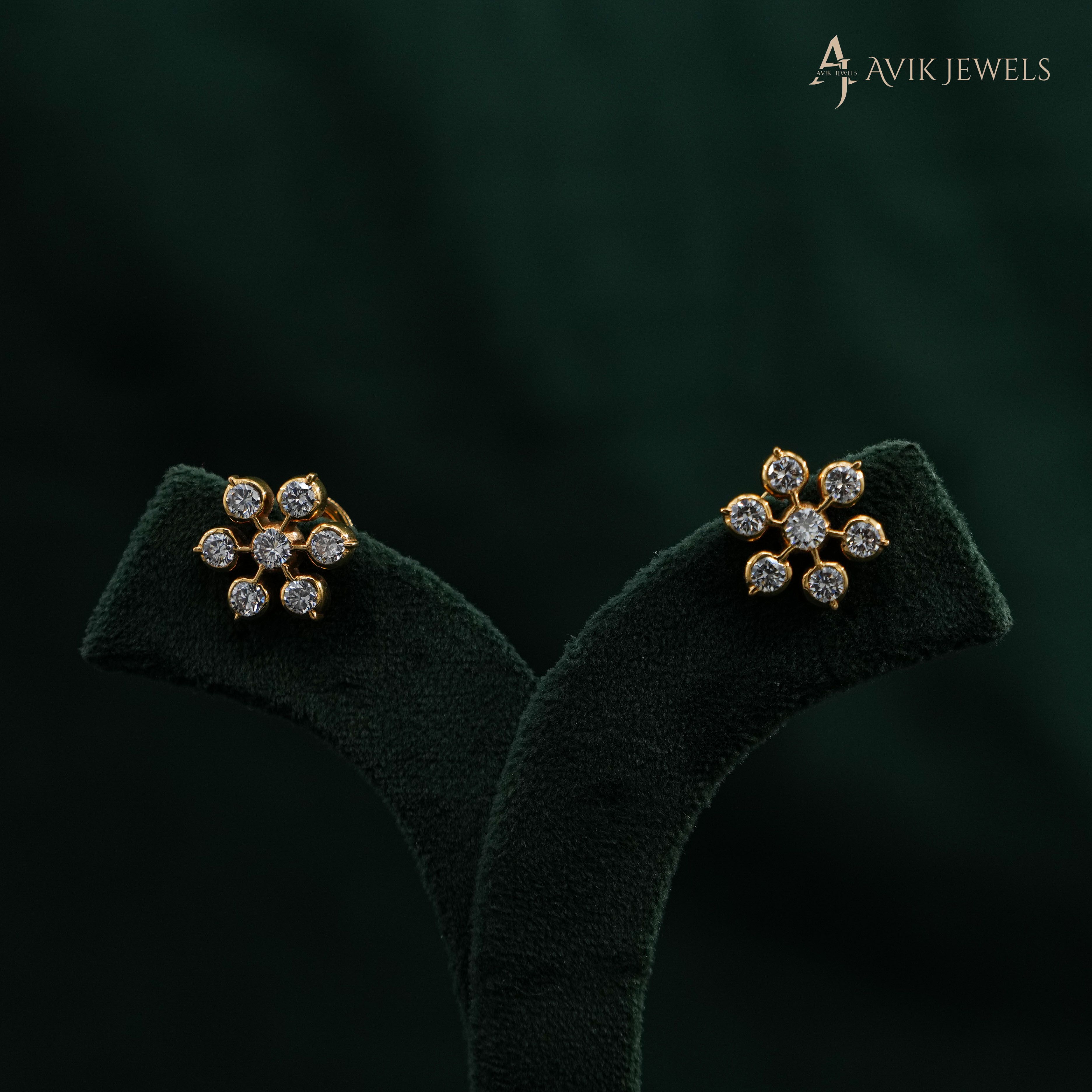 Gold Floral Studs