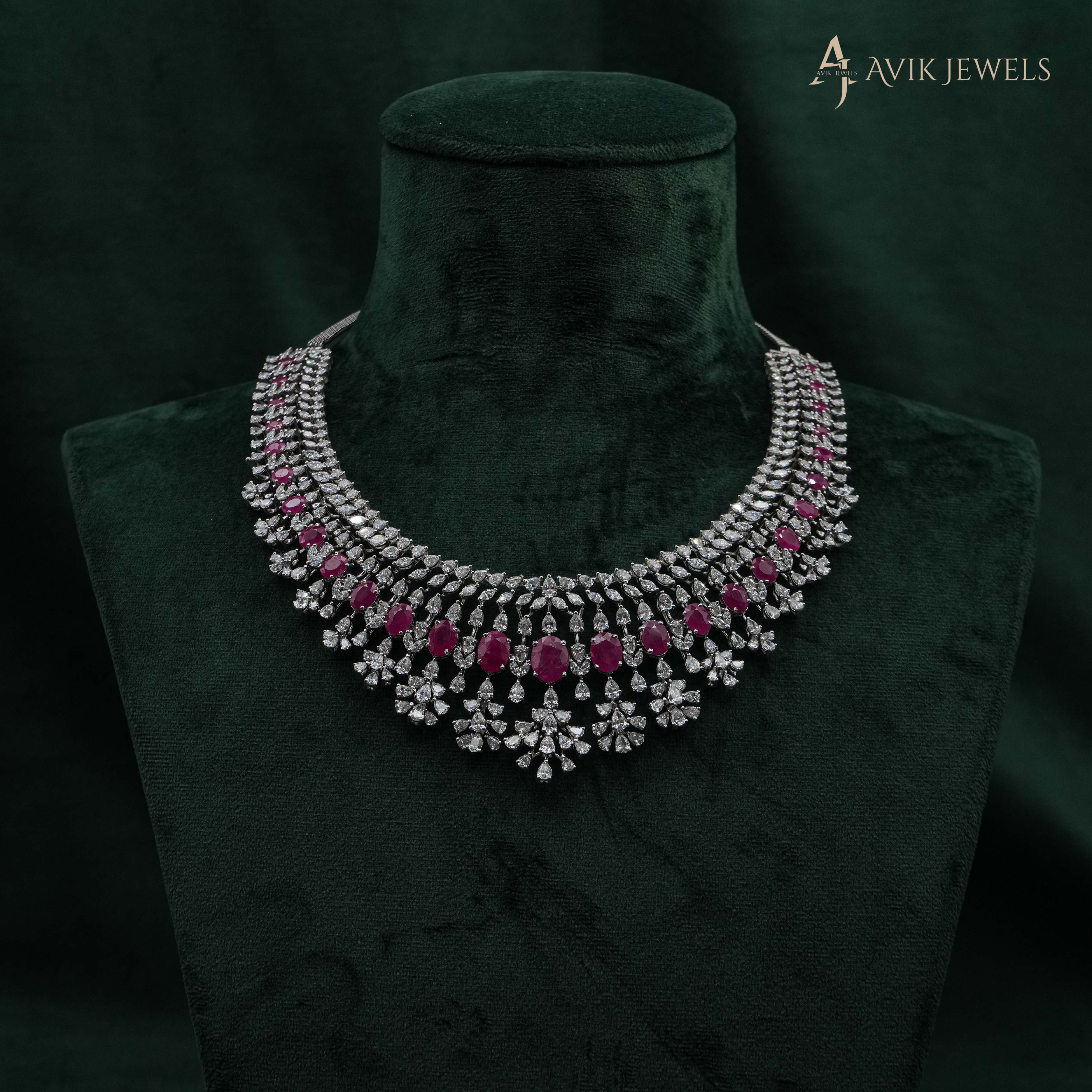 Avik Jewels - Ruby Diamond Necklace