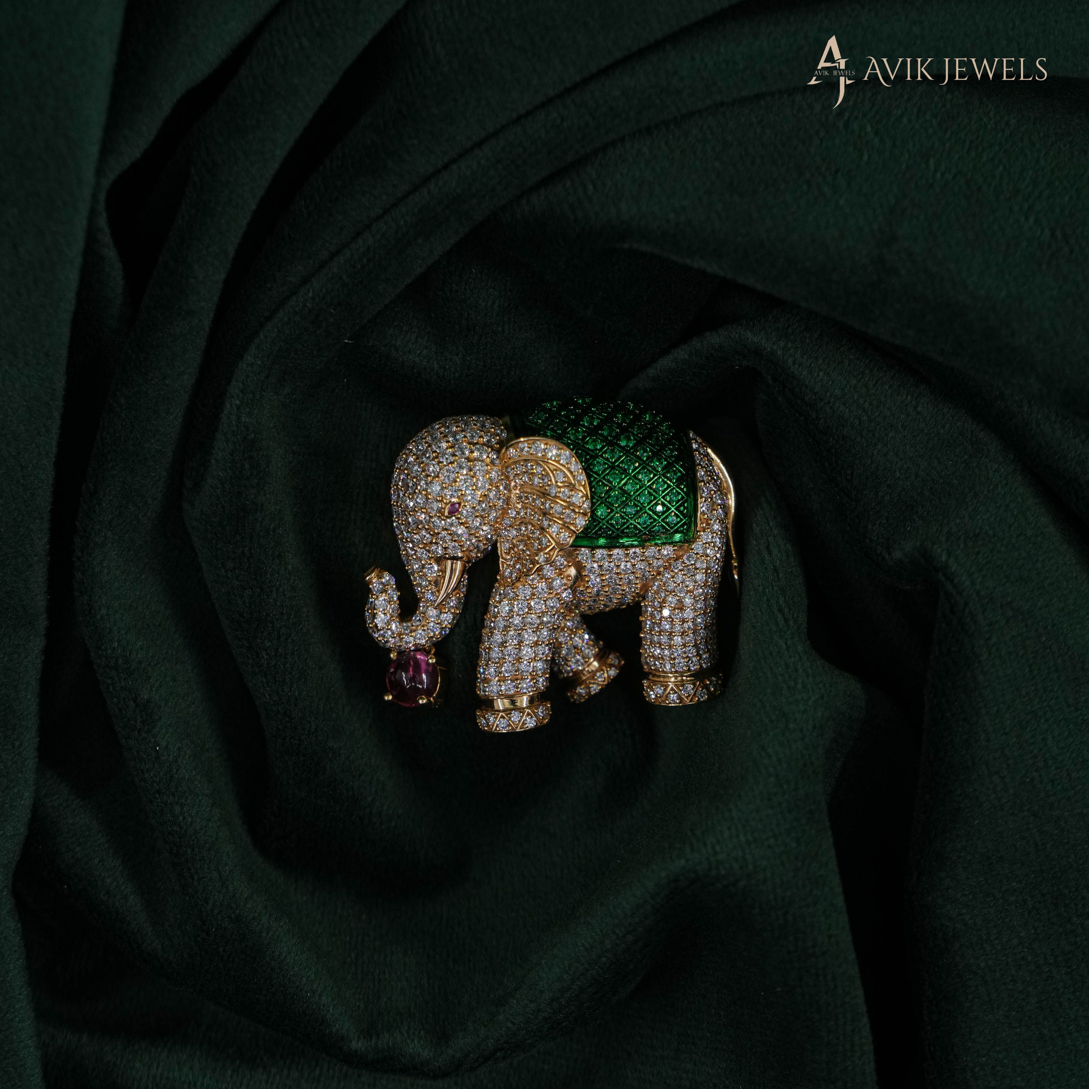 Polki Elephant Brooch