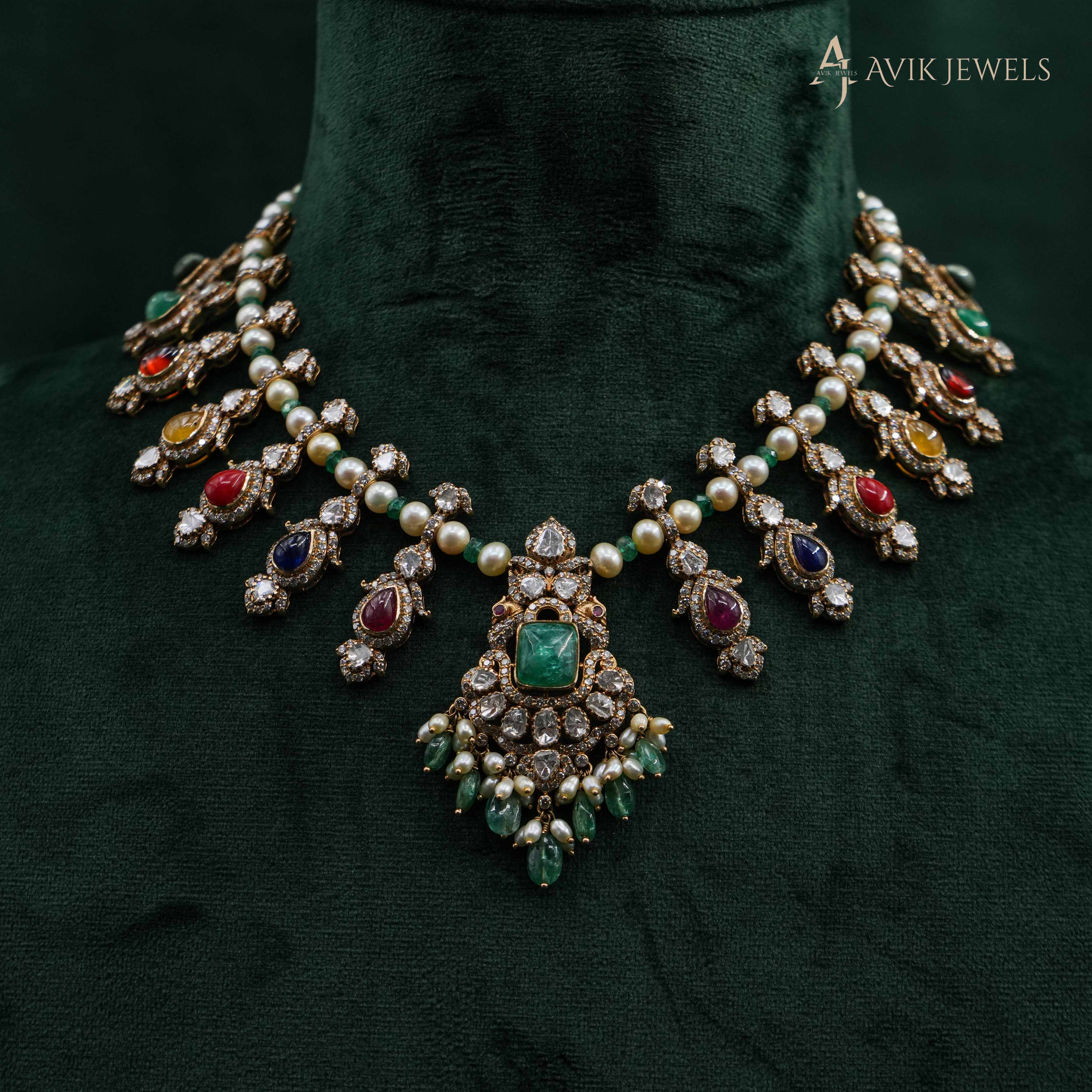 Avik Jewels - Polki Necklace Set