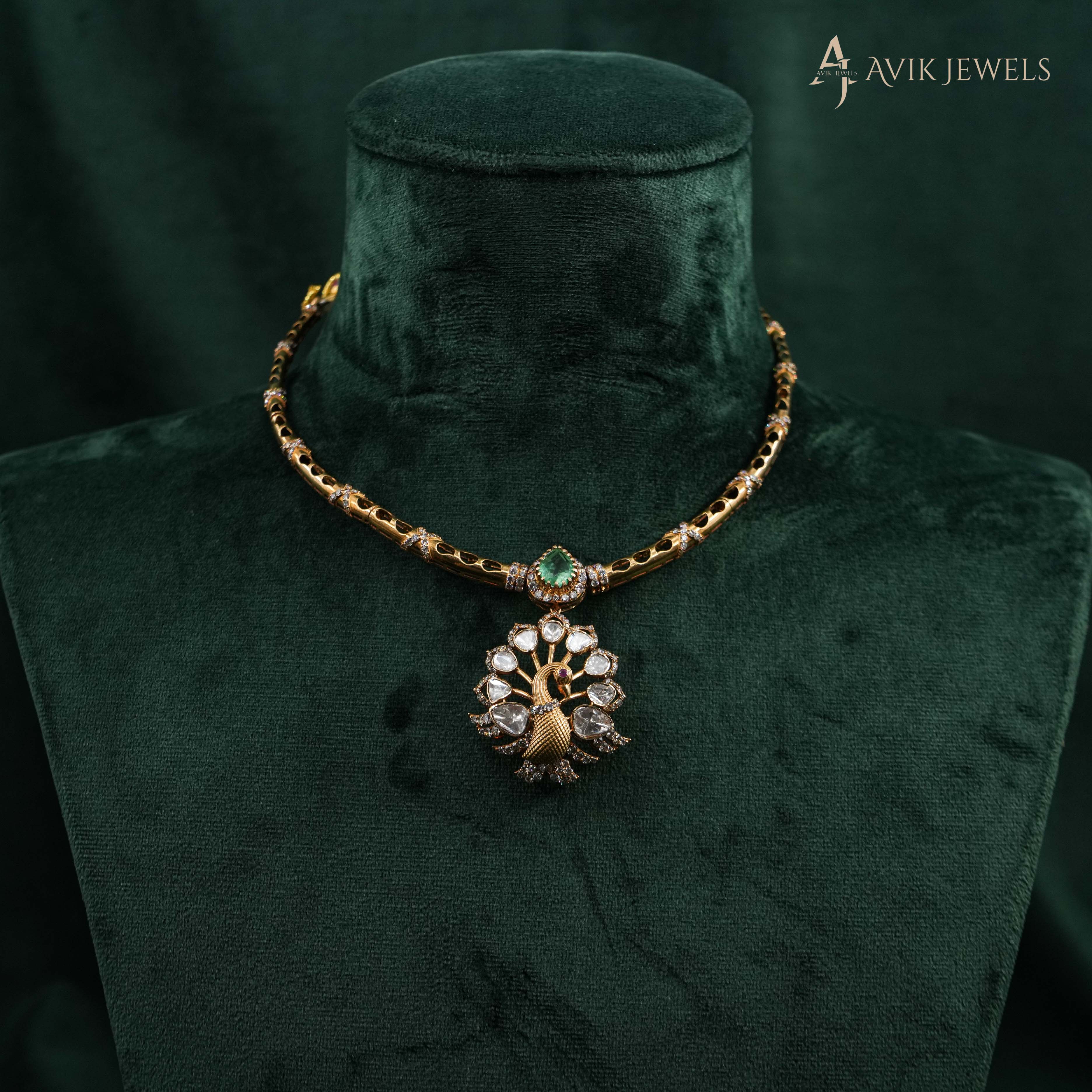 Polki Peacock Necklace