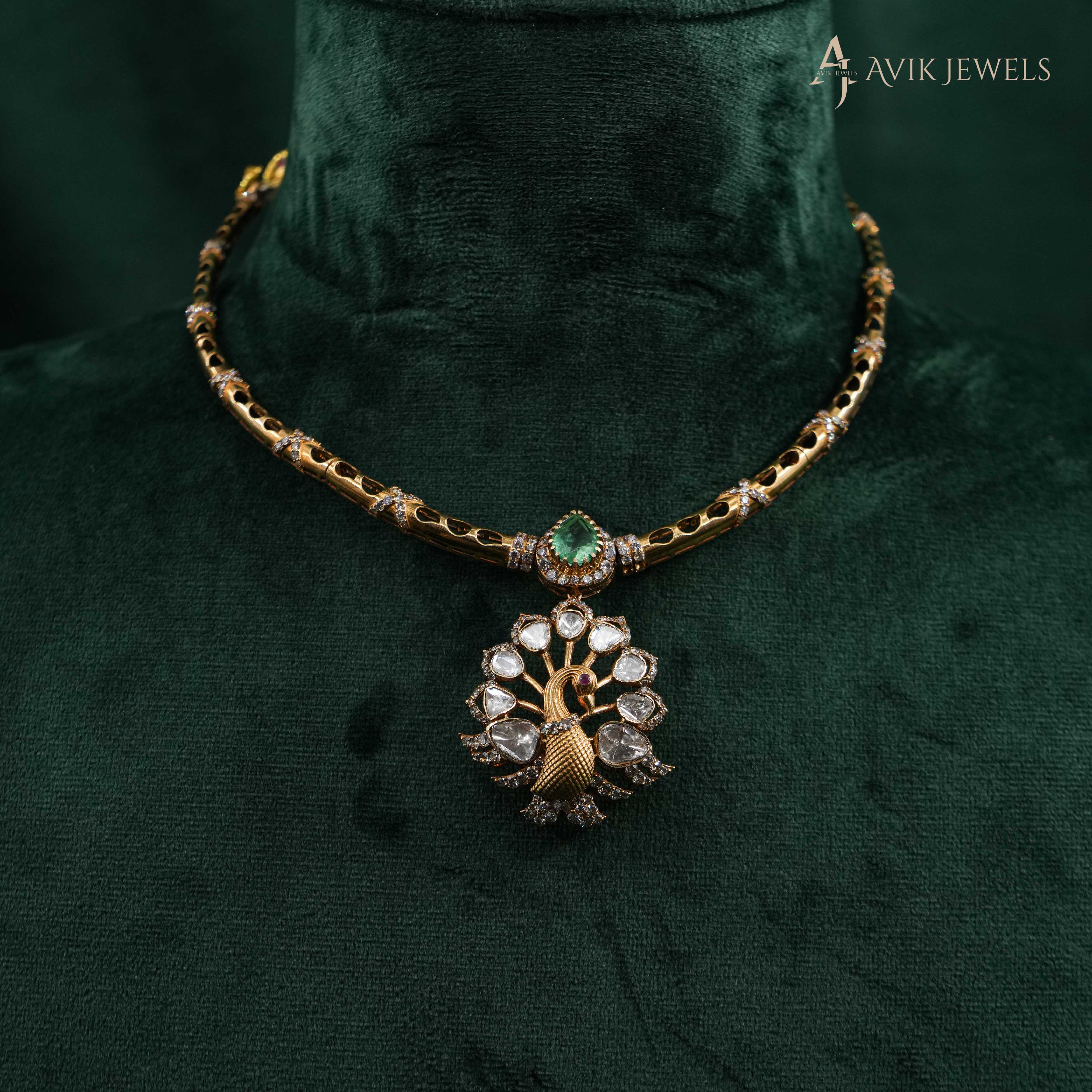 Polki Peacock Necklace