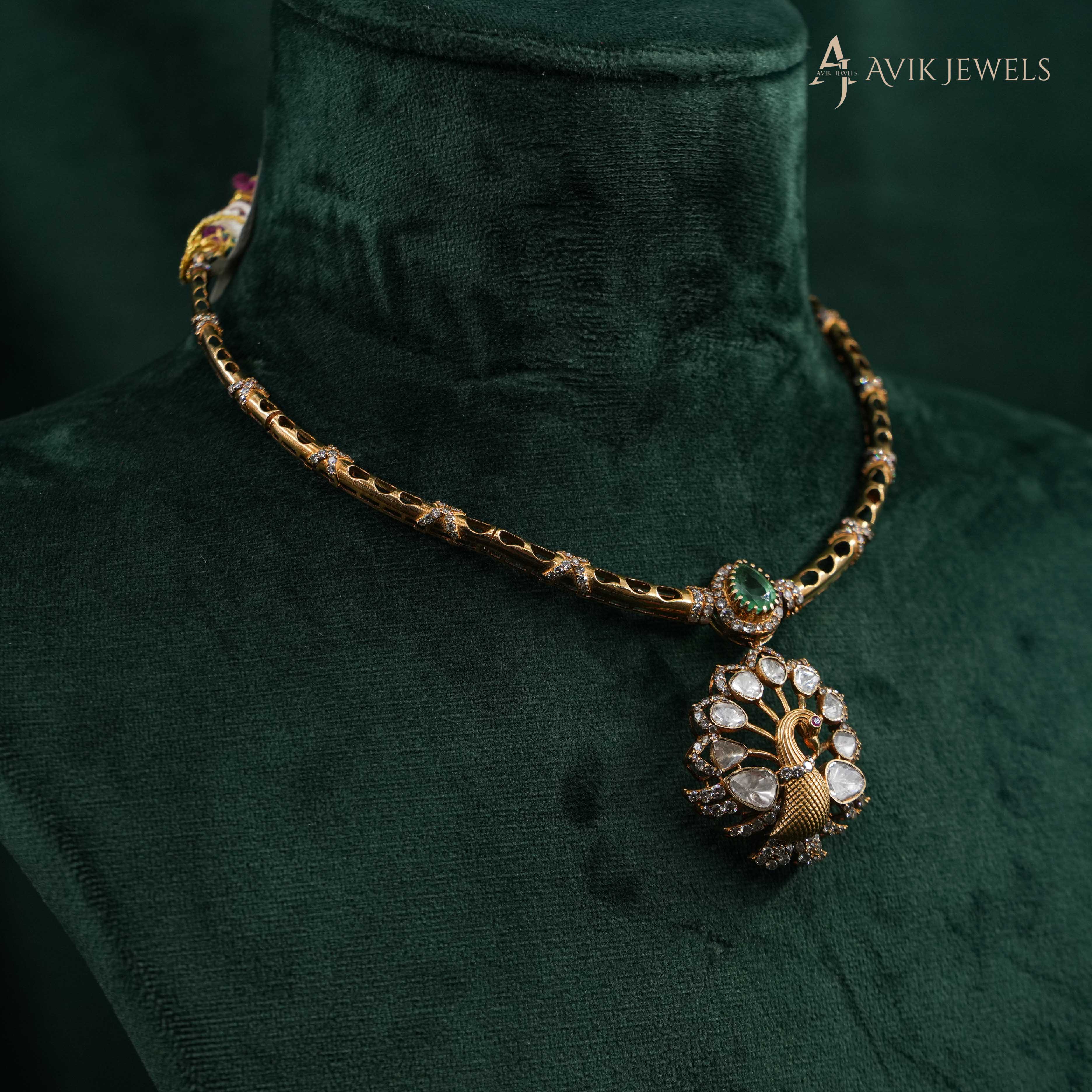 Polki Peacock Necklace