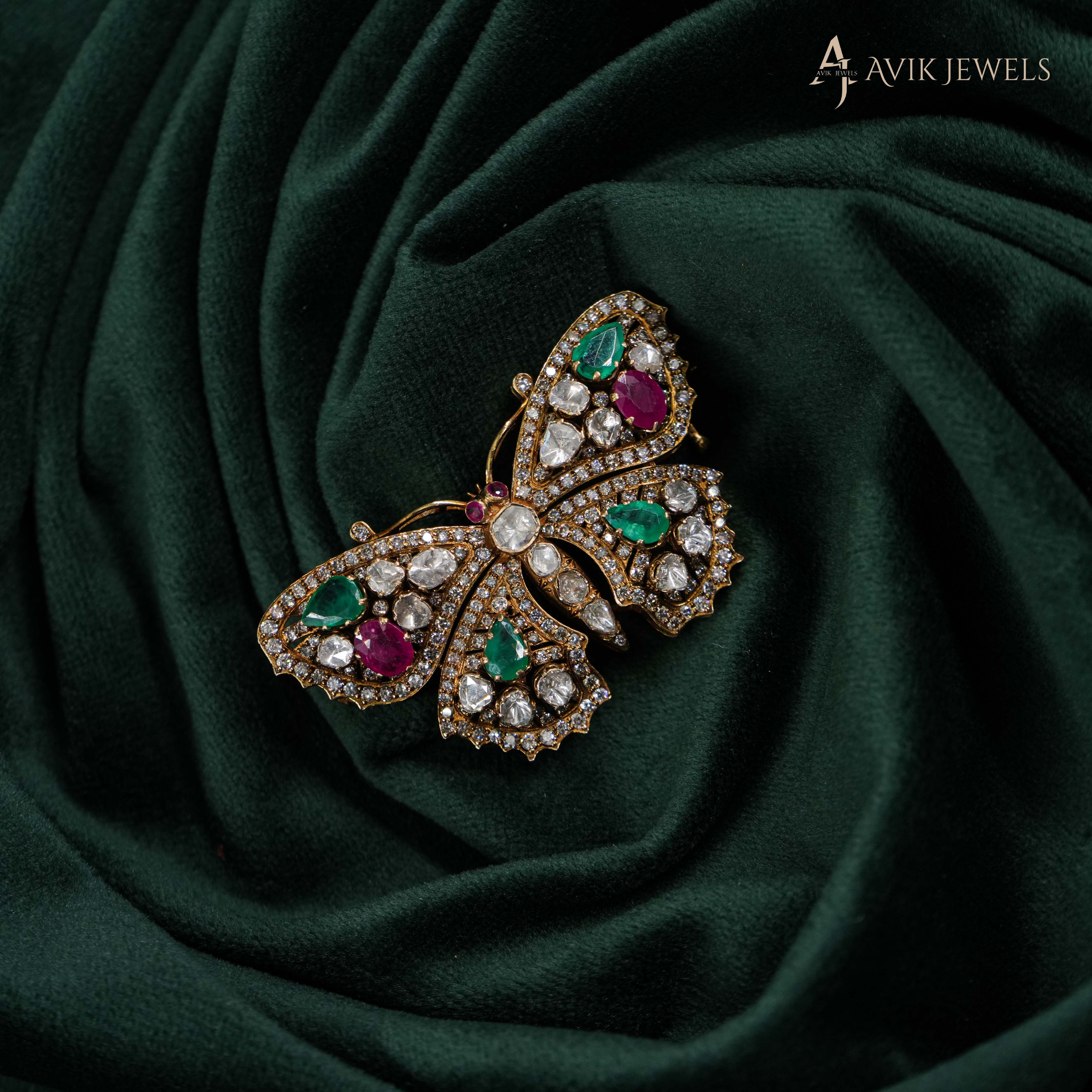 Polki Butterfly Brooch