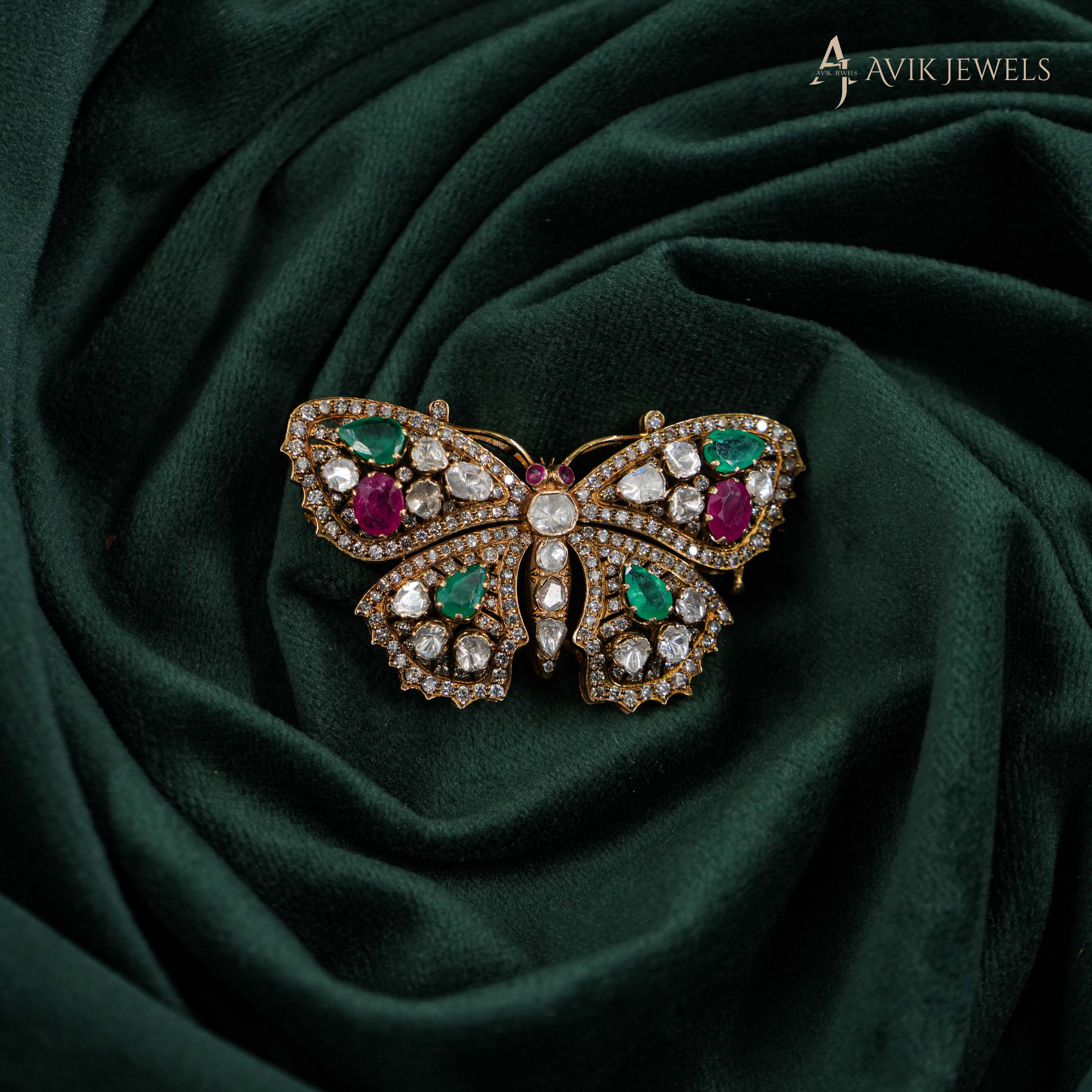 Polki Butterfly Brooch