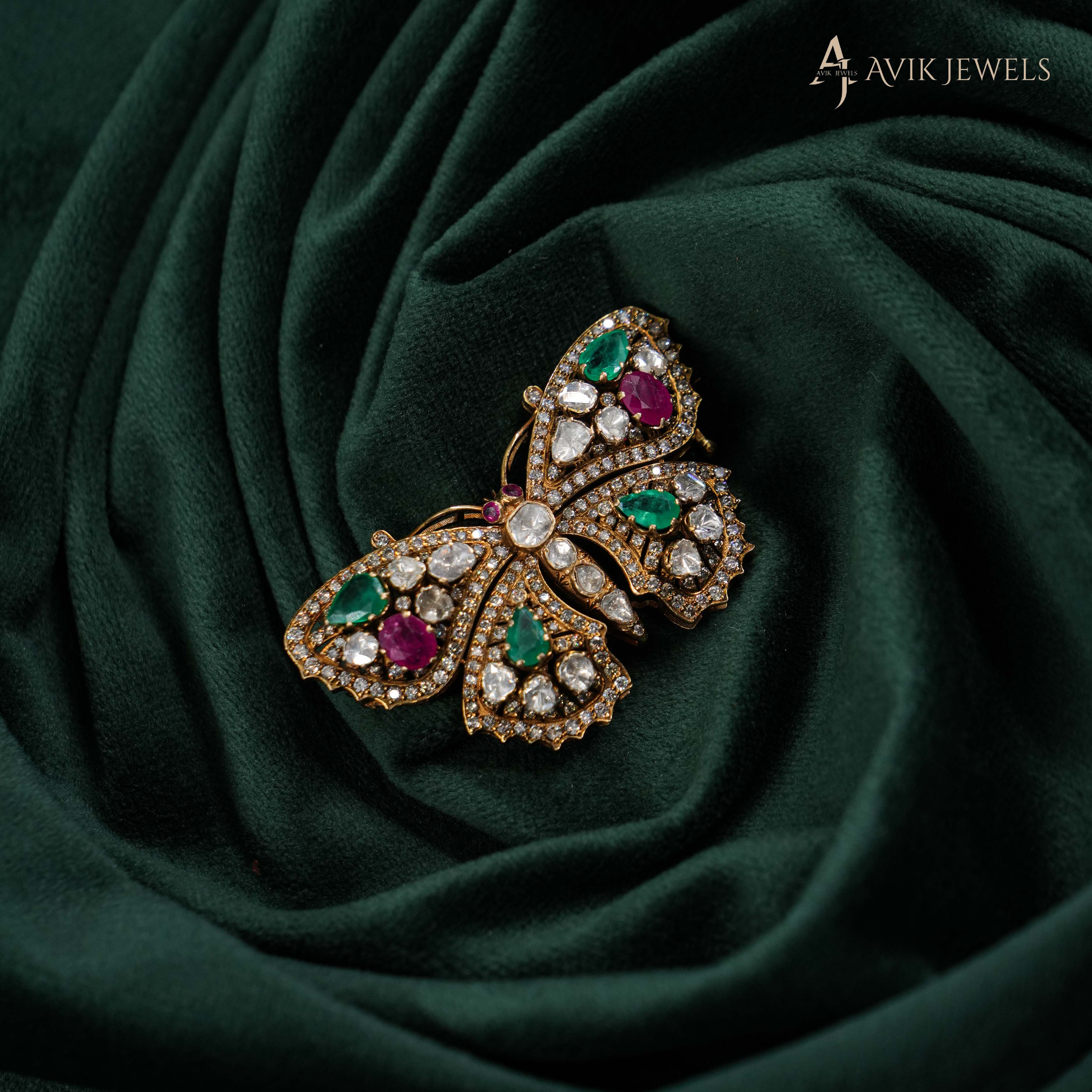 Polki Butterfly Brooch