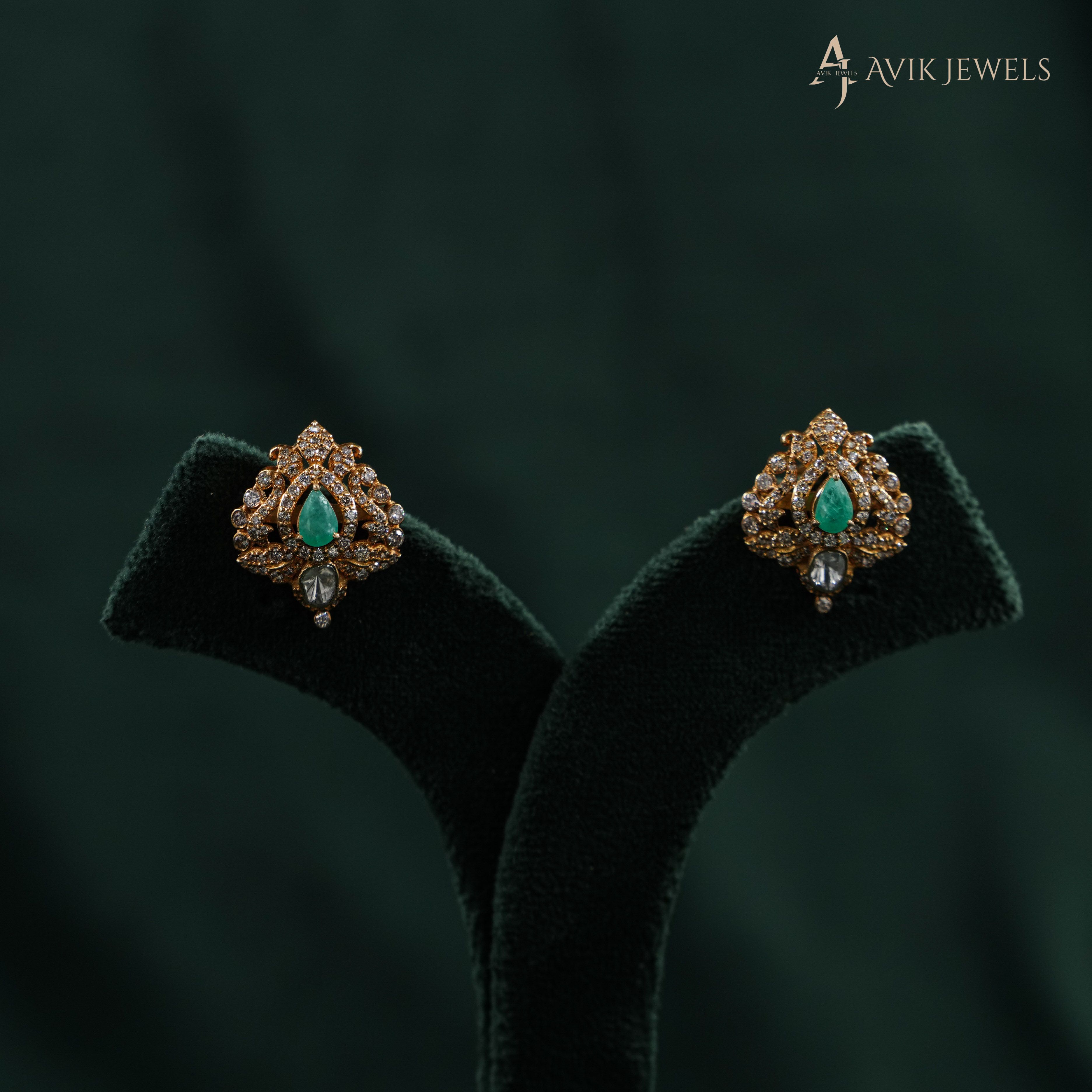 Emerald Gold Earrings