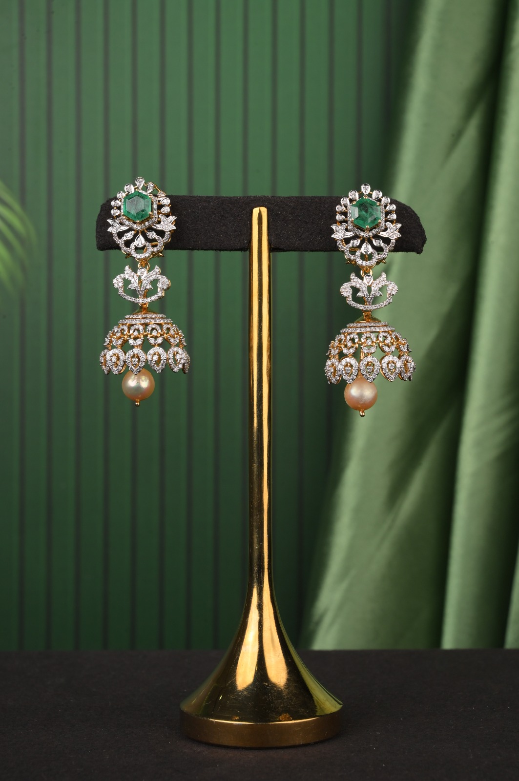 Brinda Gold and Diamonds - Diamond Jhumkas