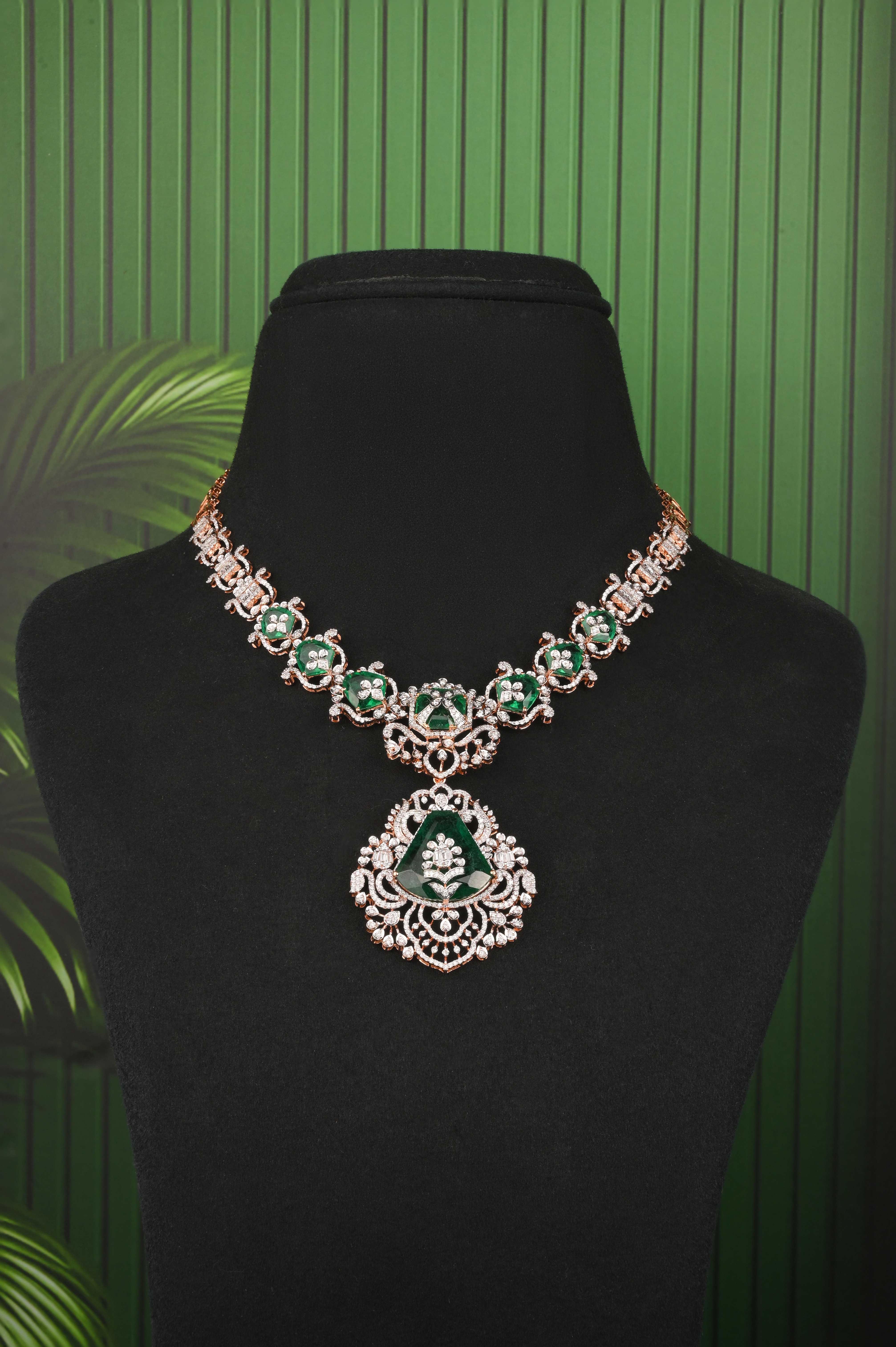 Brinda Gold and Diamonds - Emerald Regal Pendant Necklace