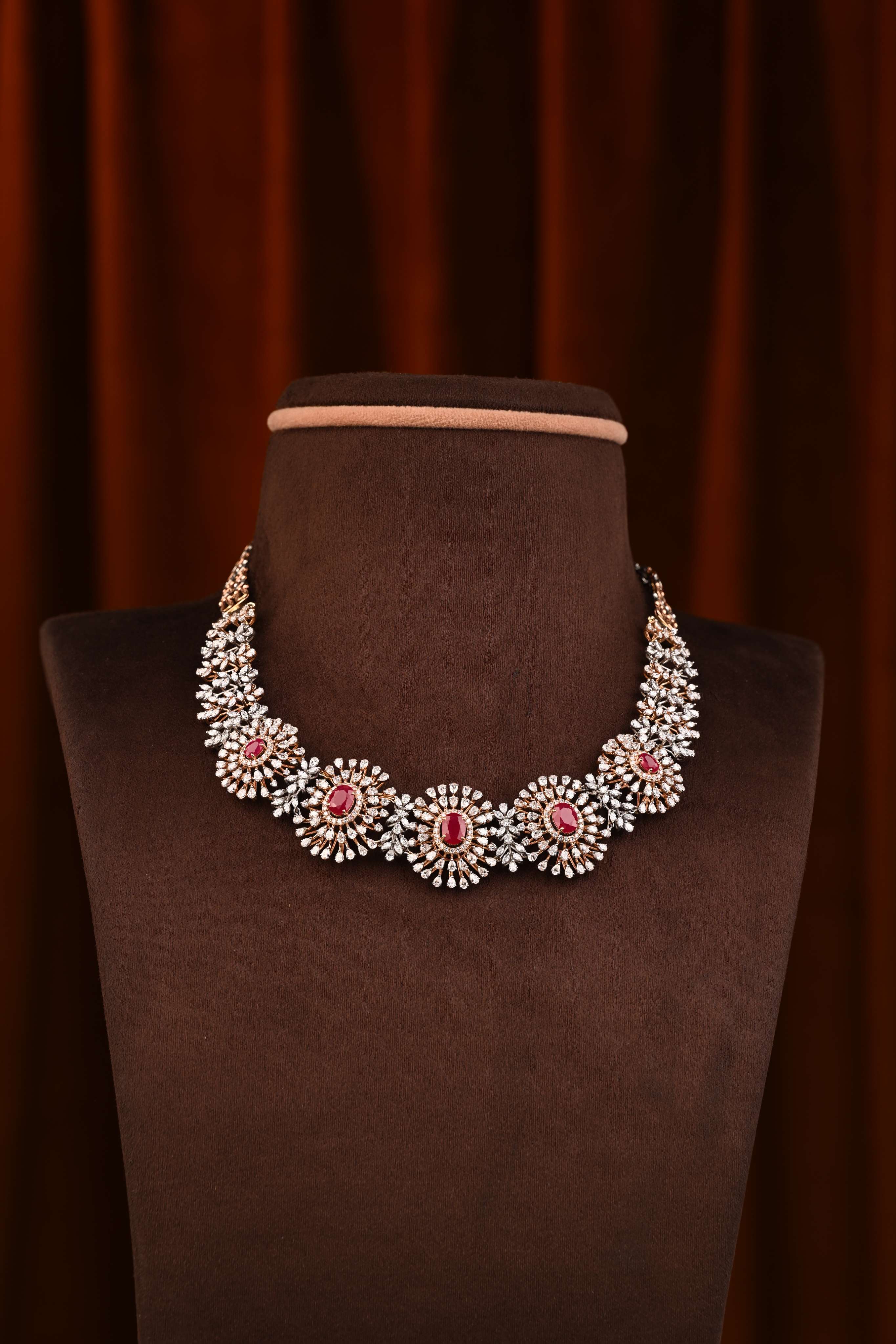 Brinda Gold and Diamonds - Ruby Diamond Necklace