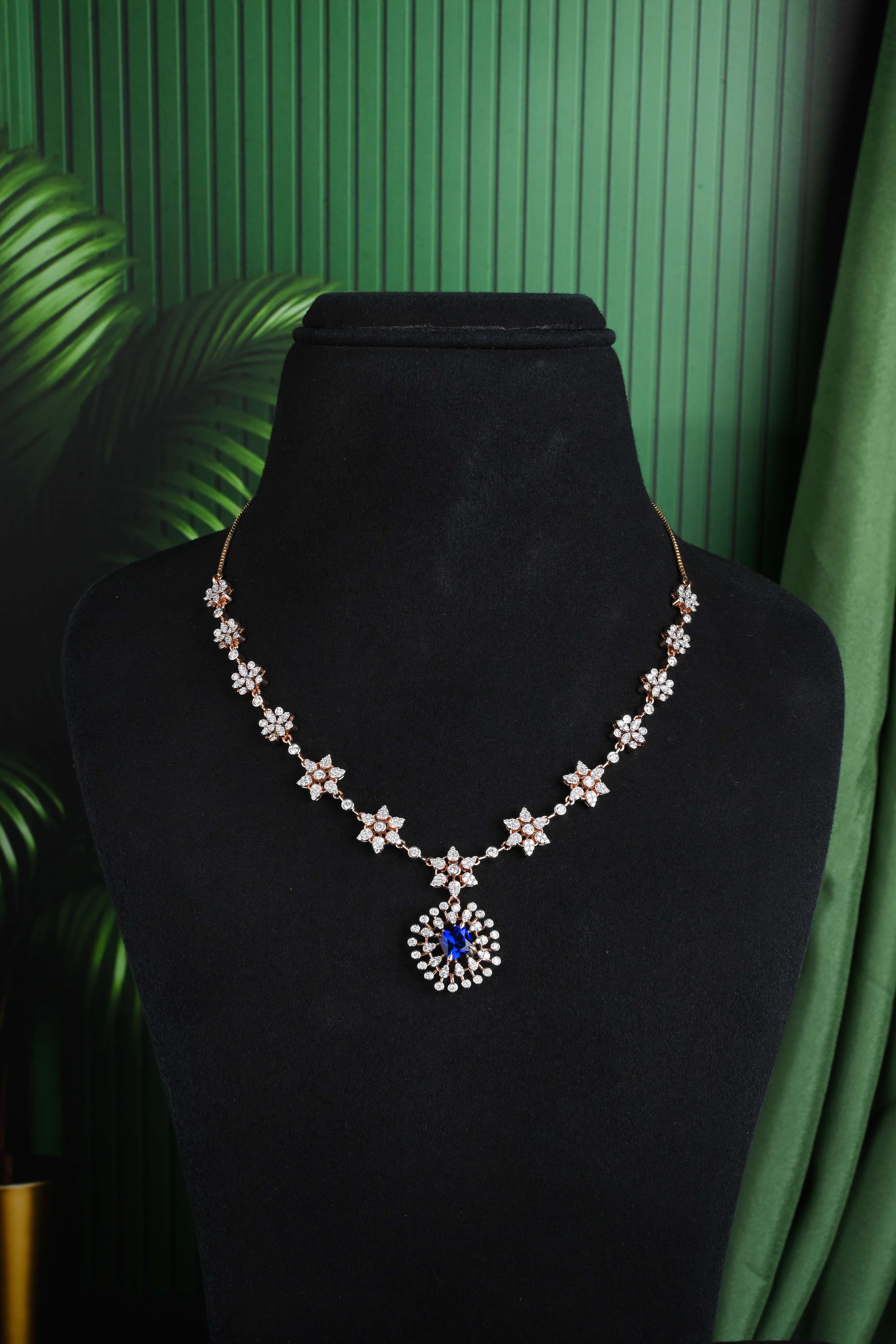 Brinda Gold and Diamonds - Diamond Blue Necklace