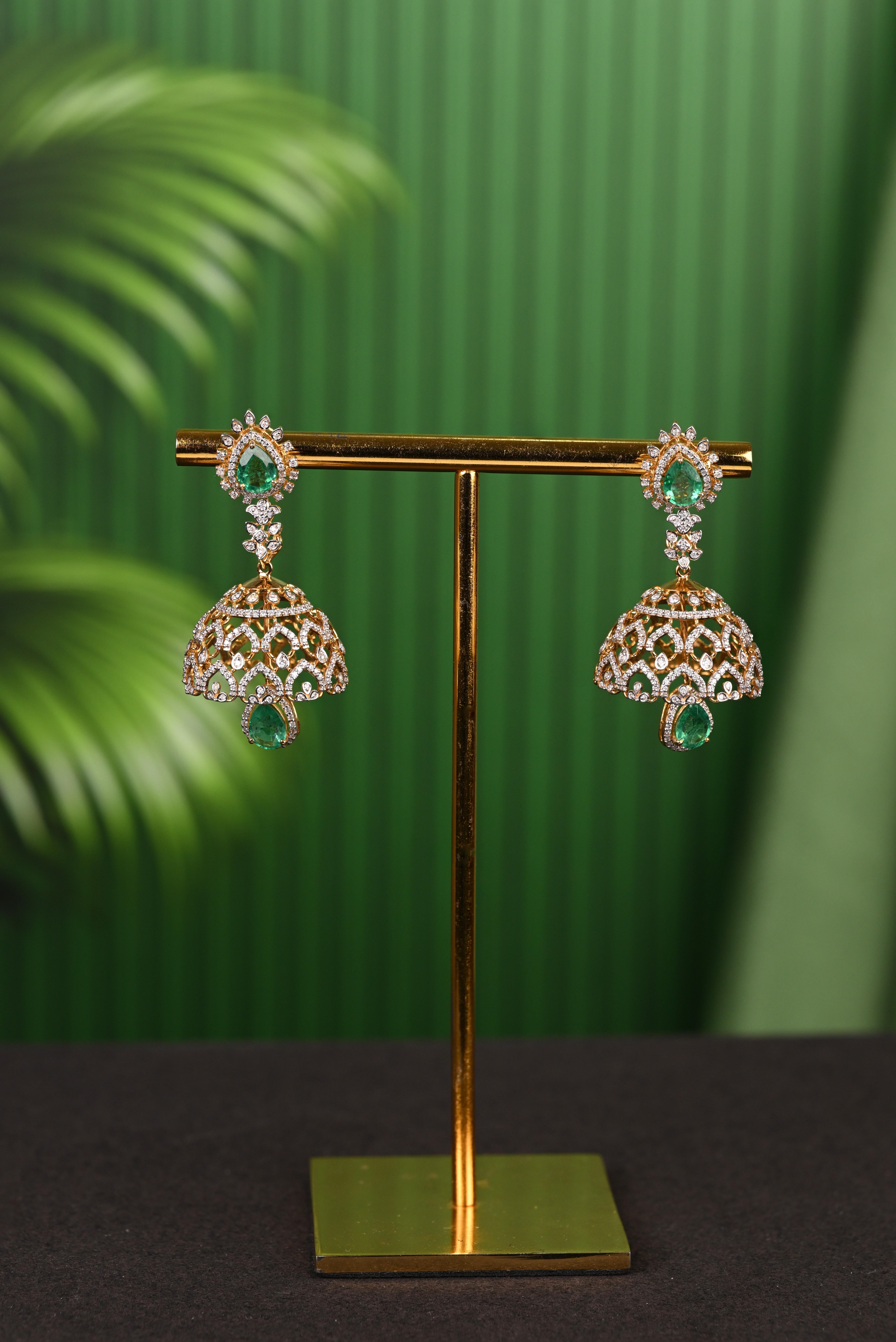 Brinda Gold and Diamonds - Dome Diamond Jhumka Earrings