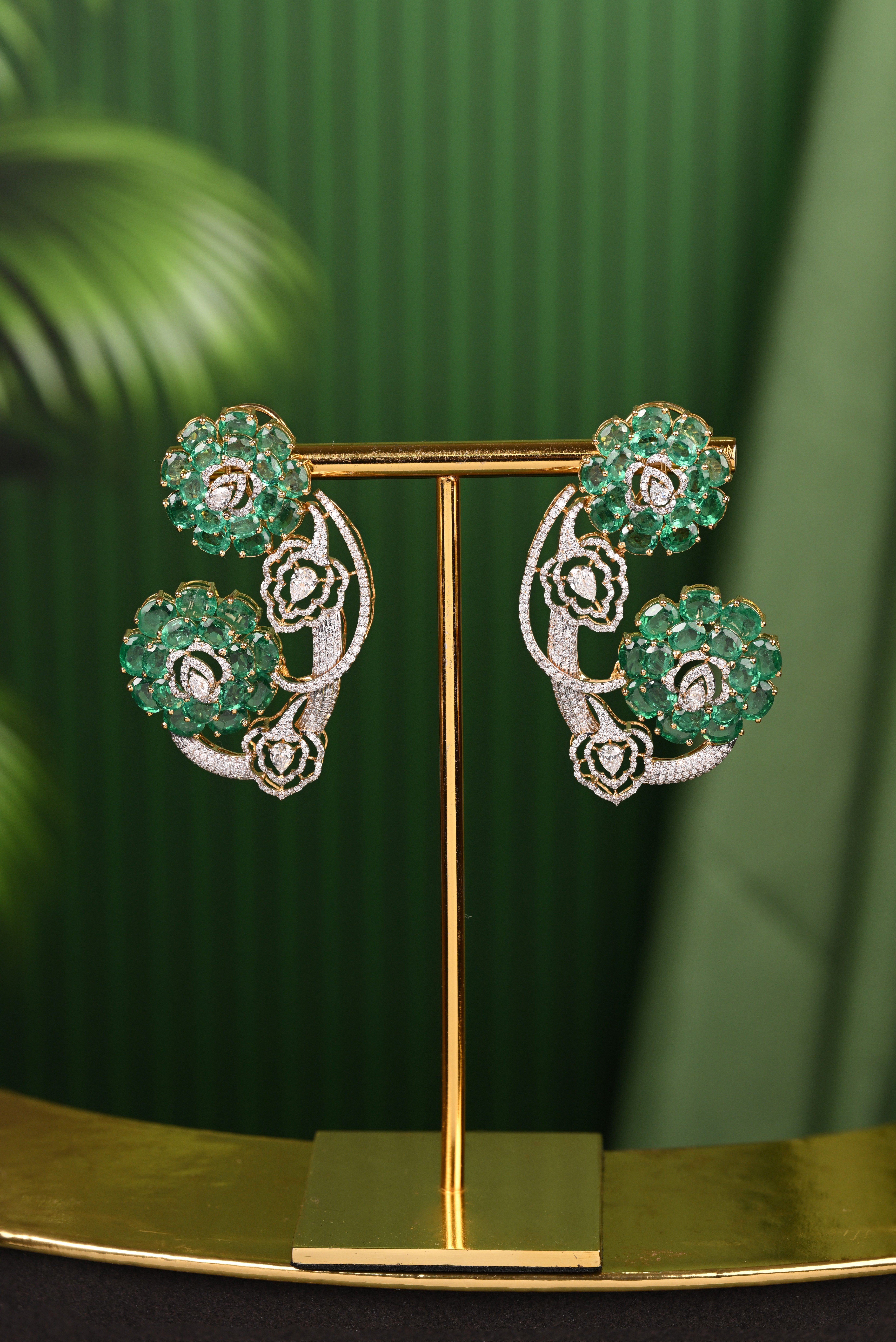 Brinda Gold and Diamonds - Floral Arc Diamond Earrings