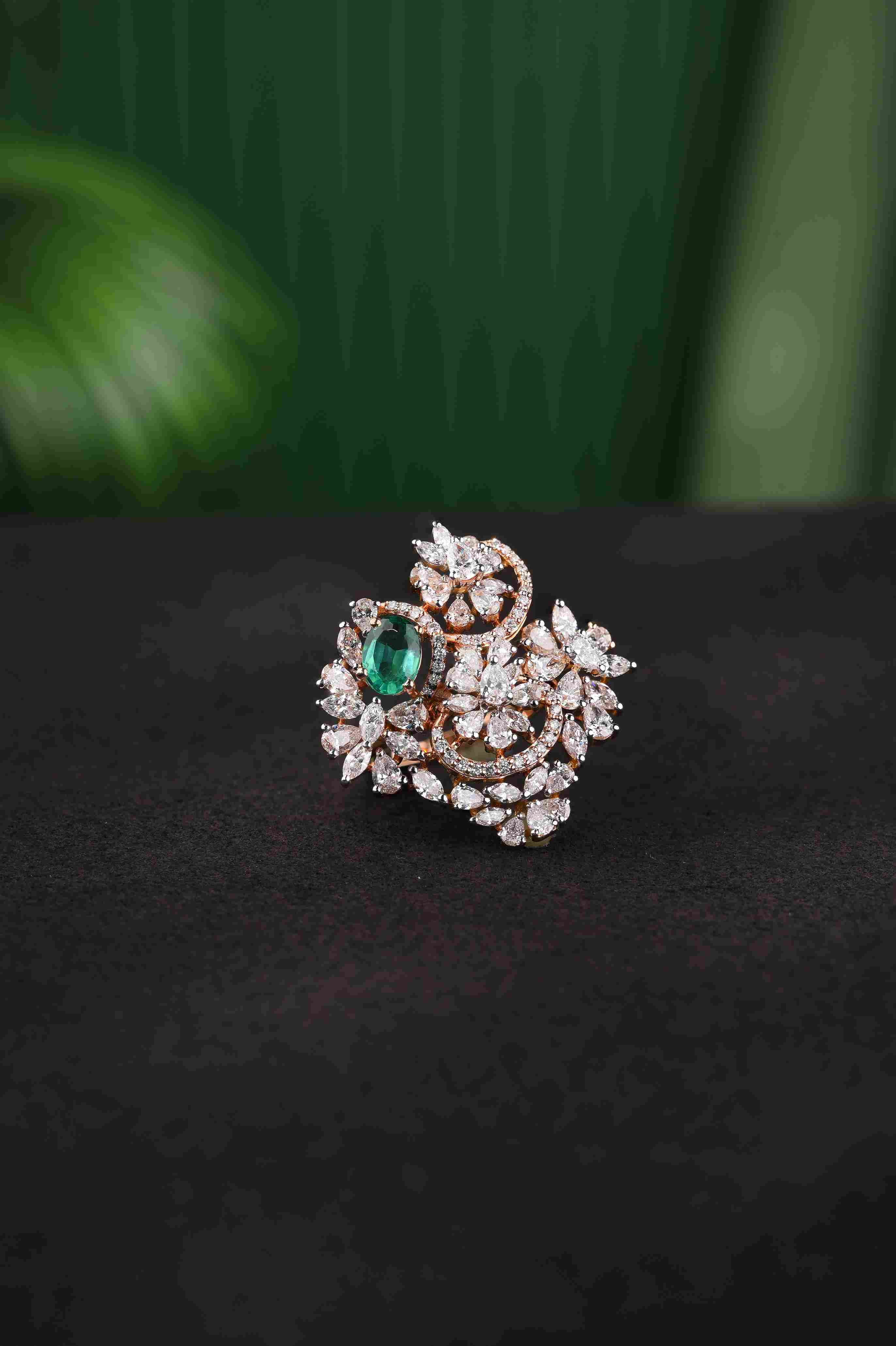 Brinda Gold and Diamonds - Emerald Swirl Diamond Ring