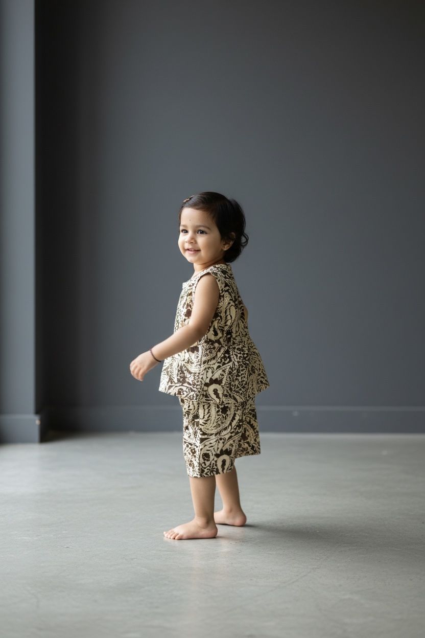 Chicbear - CB COMBO SETS GIRLSBROWN FLORAL PRINT