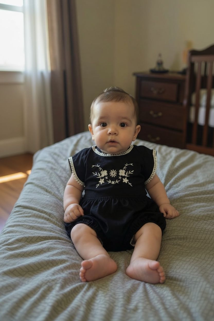 CB KIDS ROMPERSBLACK WITH WHITE PRINT