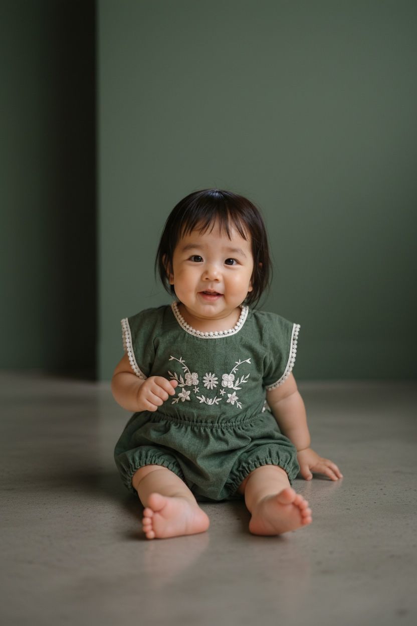 CB KIDS ROMPERSOLIVE GREEN