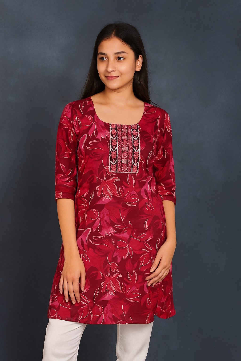 D.Gokuldas NX - Red Printed Kurti