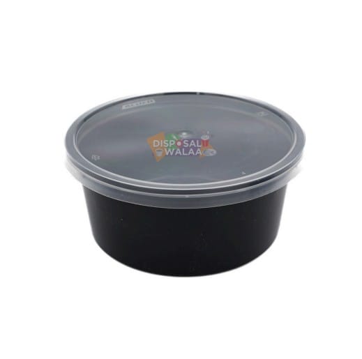 Black Round Container - 350 ML