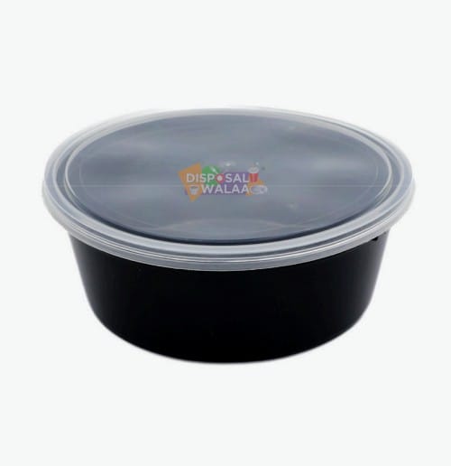 Black Round Container - 600 ML