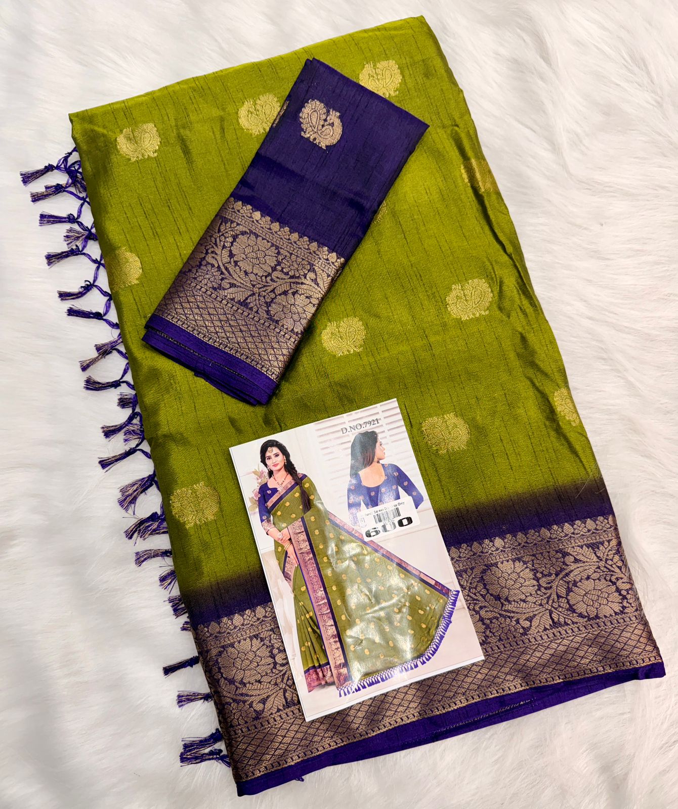 Diya sarees - Mehndi Green & Royal Purple Dola Silk Saree