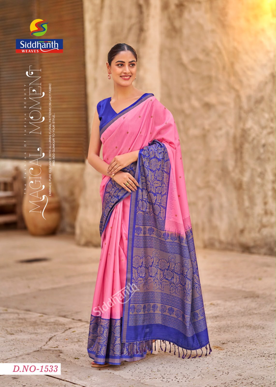 Diya sarees - Fancy pink cotton silk saree