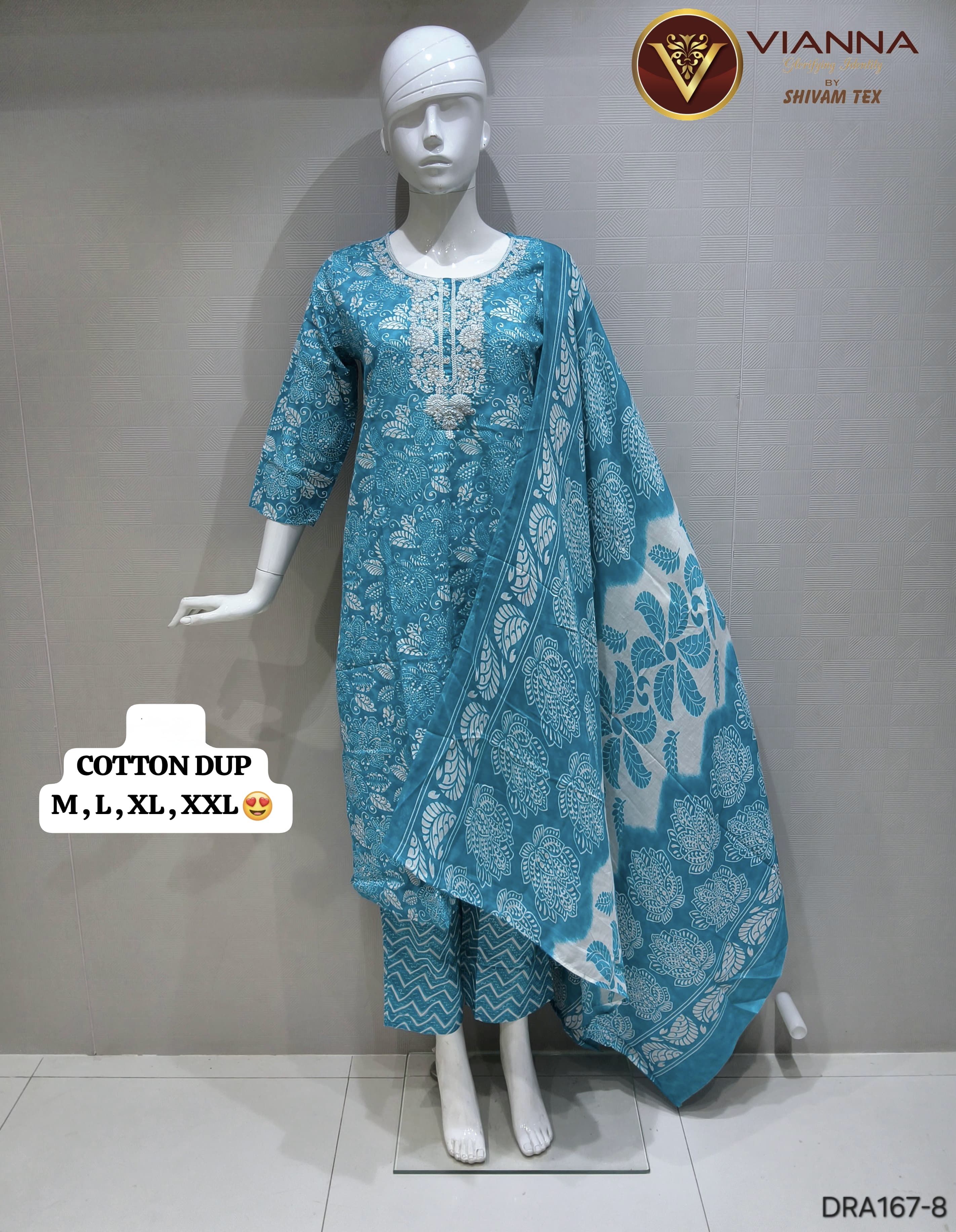 Diya sarees - Blue Cotton Printed Kurti Set