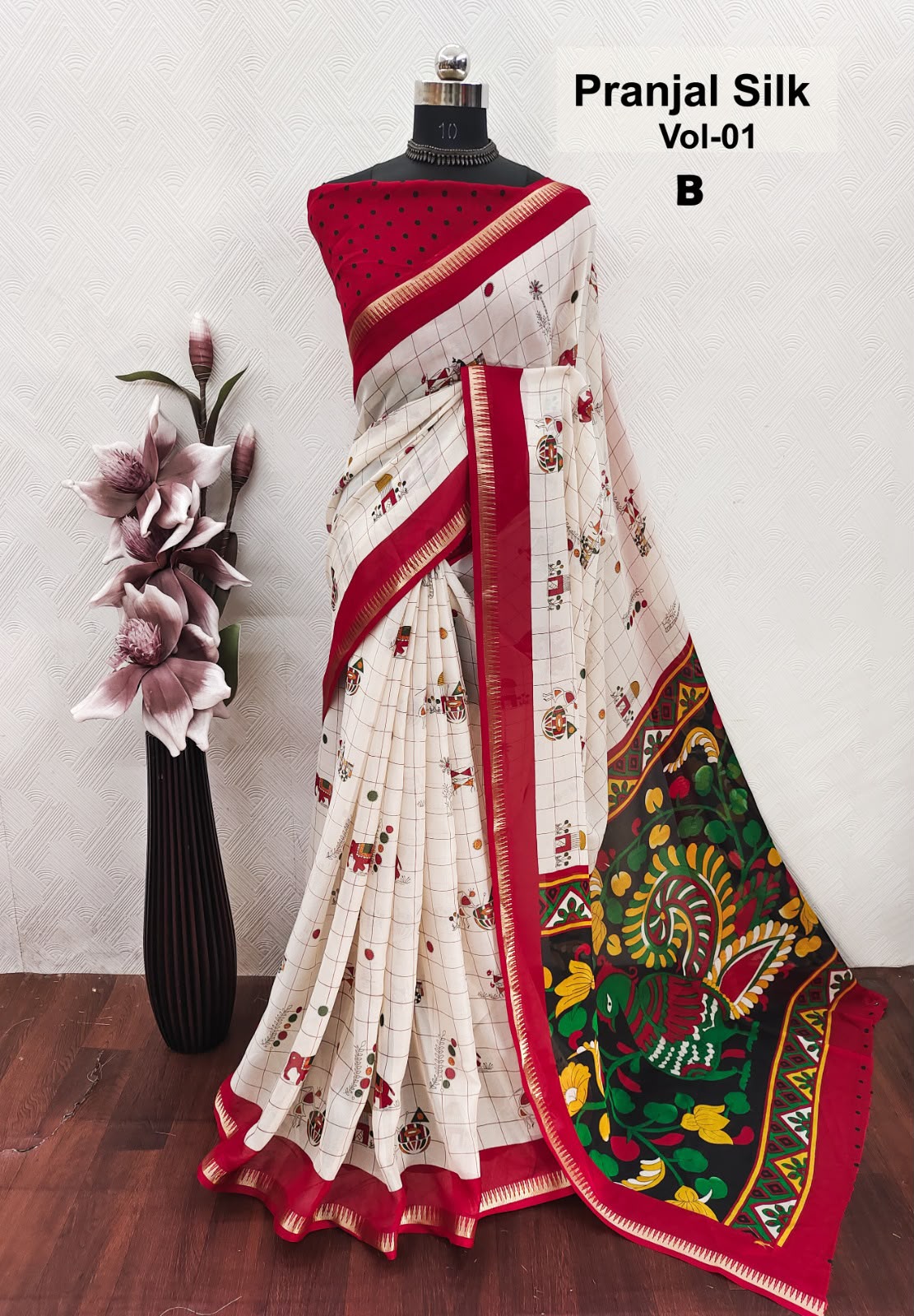 Diya sarees - Kalamkari checks saree