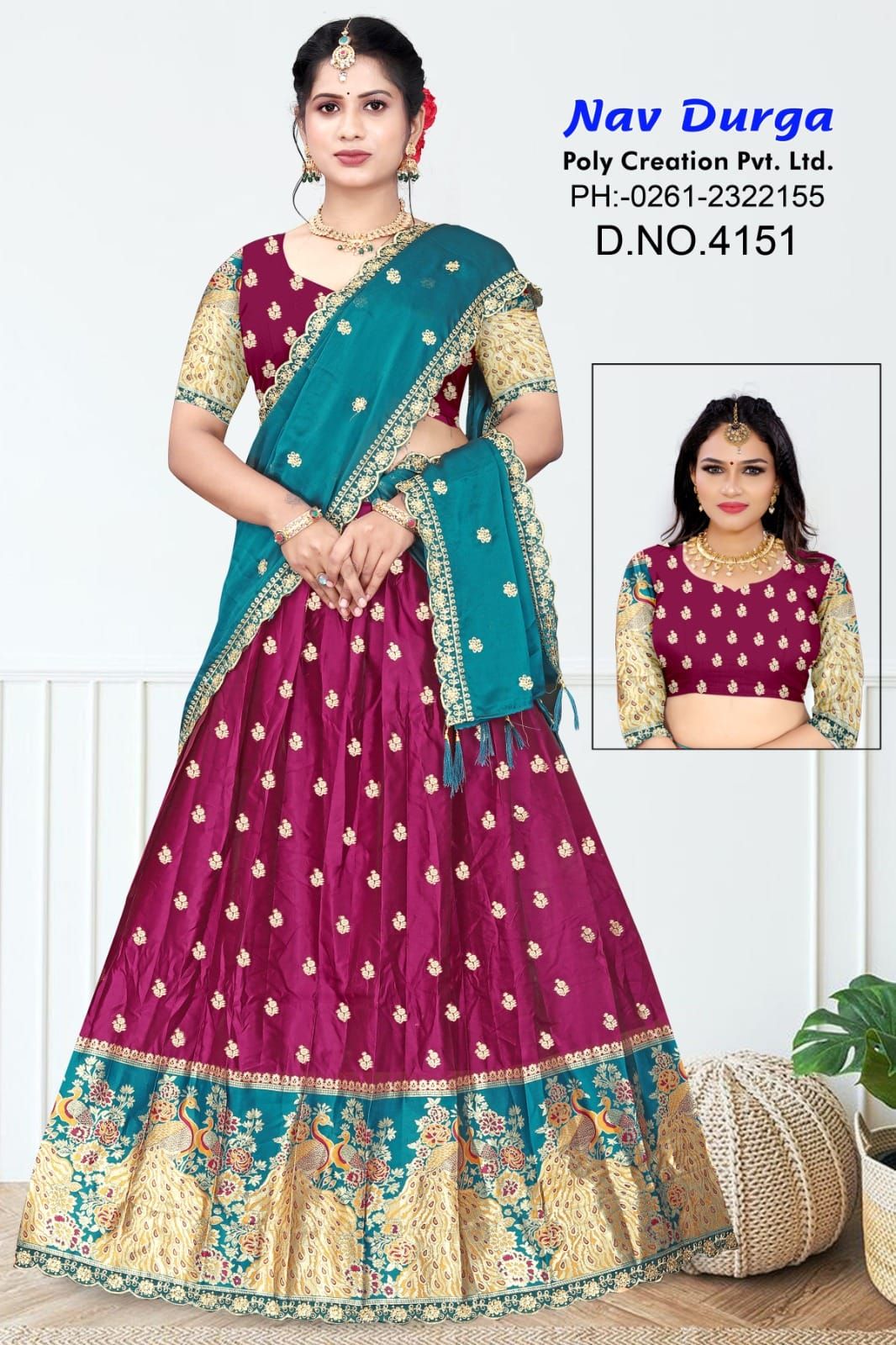 Diya sarees - Pattu Silk With Beautiful Peacok Border