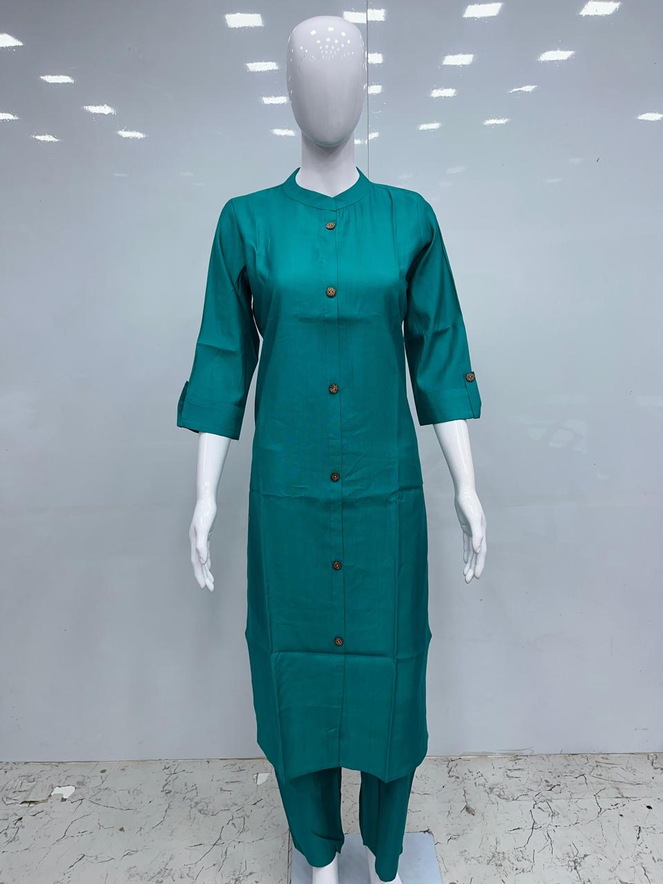 Diya sarees - Cotton Plain Cord Set- Green