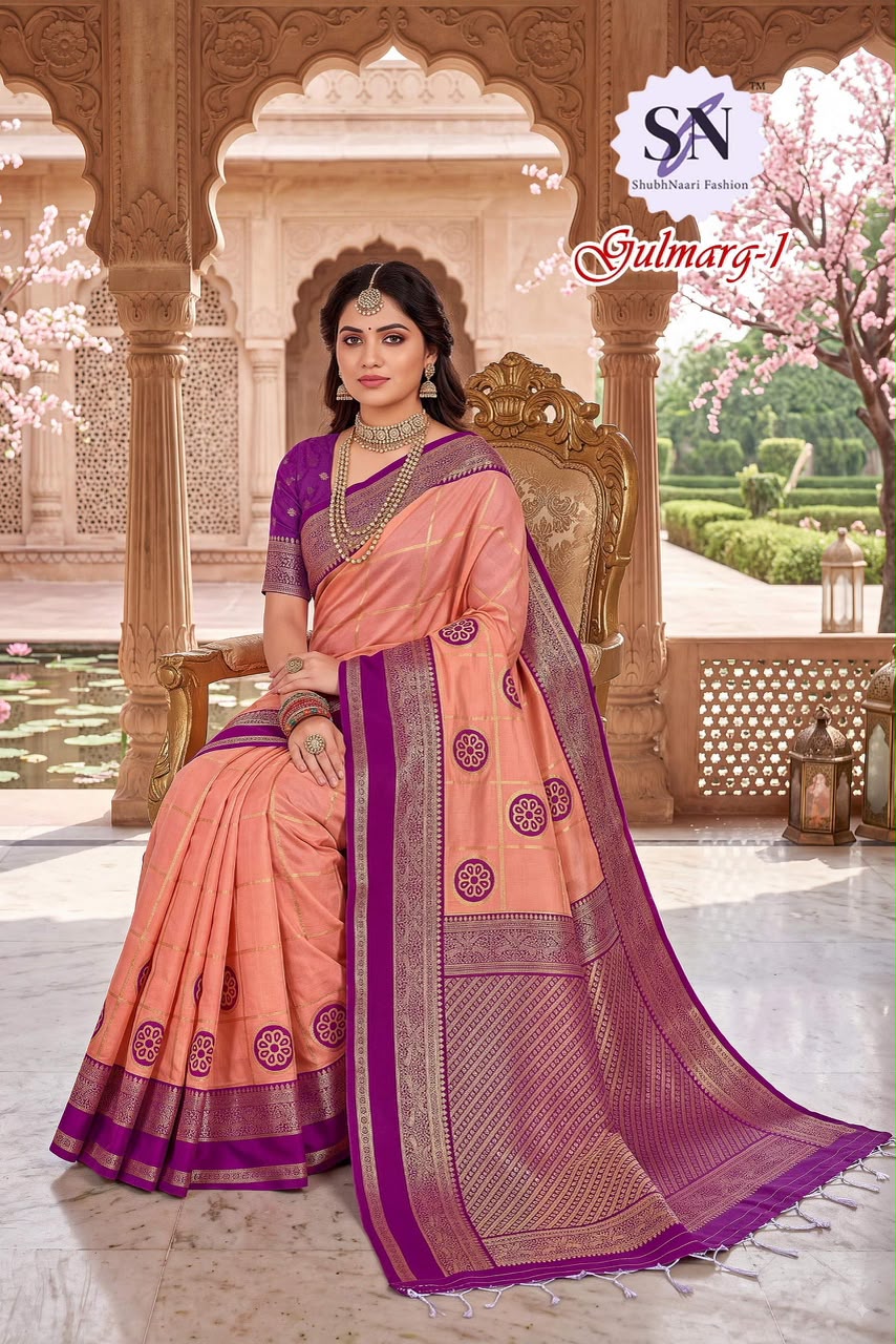 Diya sarees - Peach silk saree