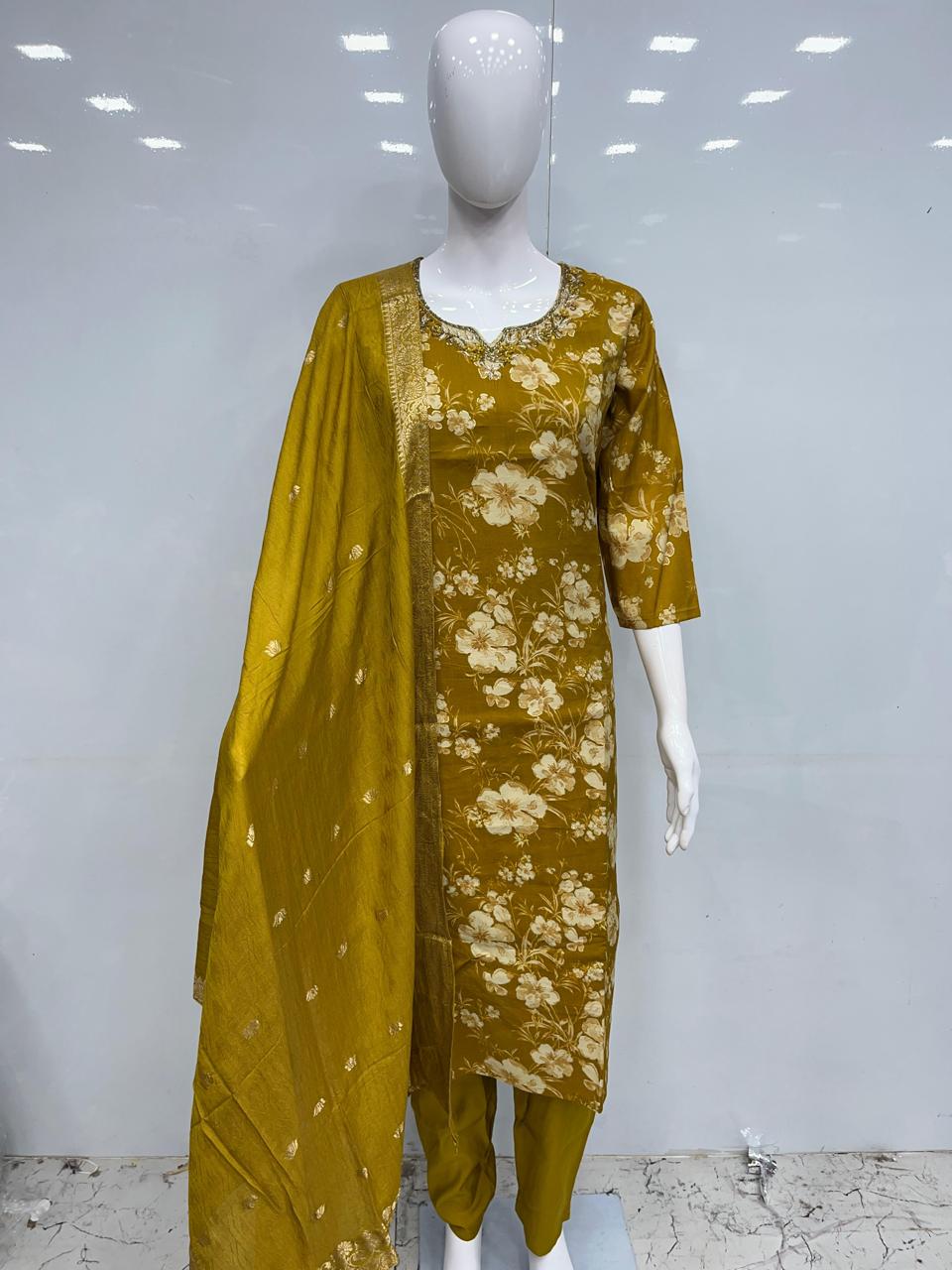Diya sarees - Golden Yellow Georggete Kurti Set