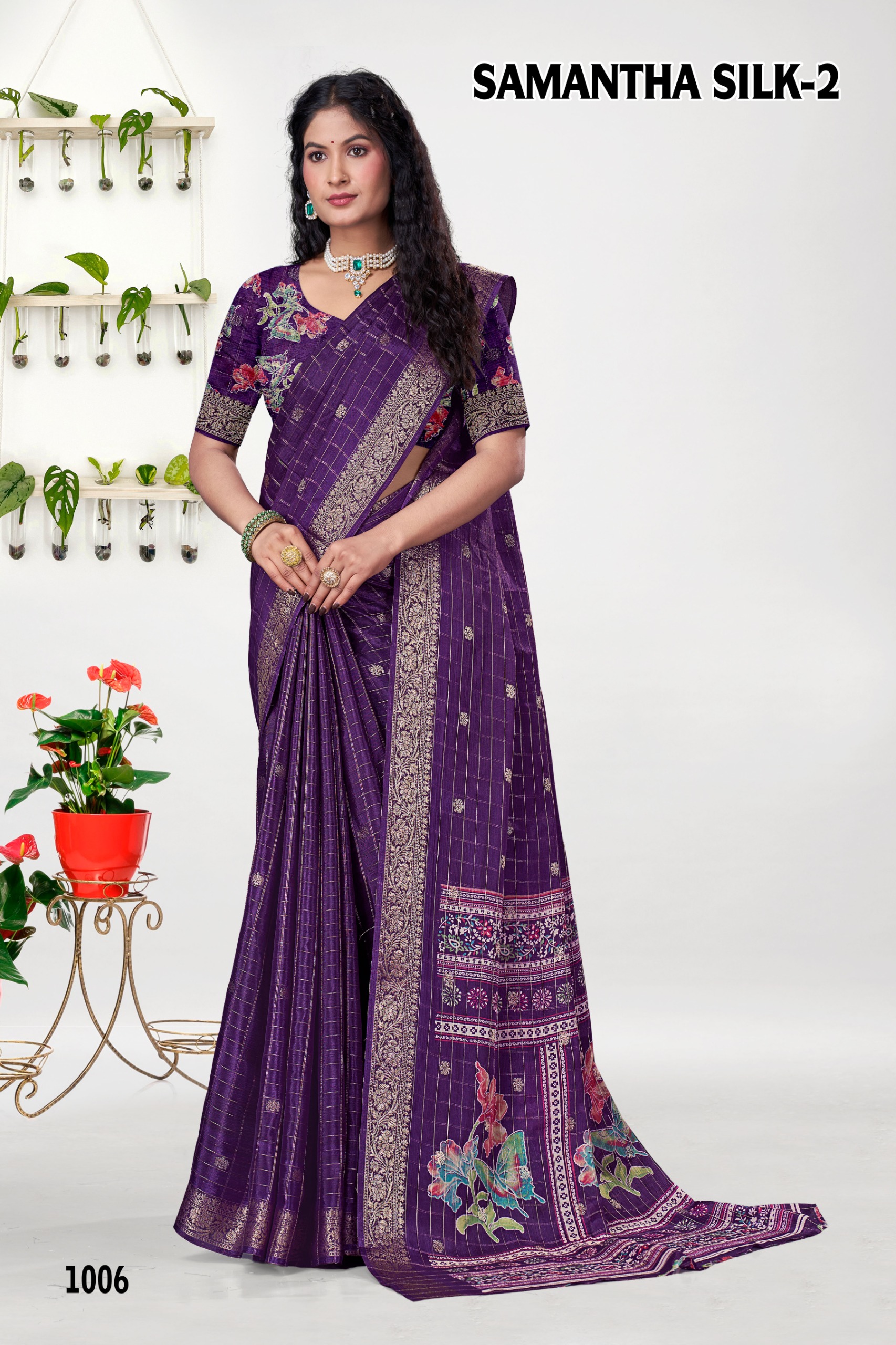 Diya sarees - Purple Chinon silk saree