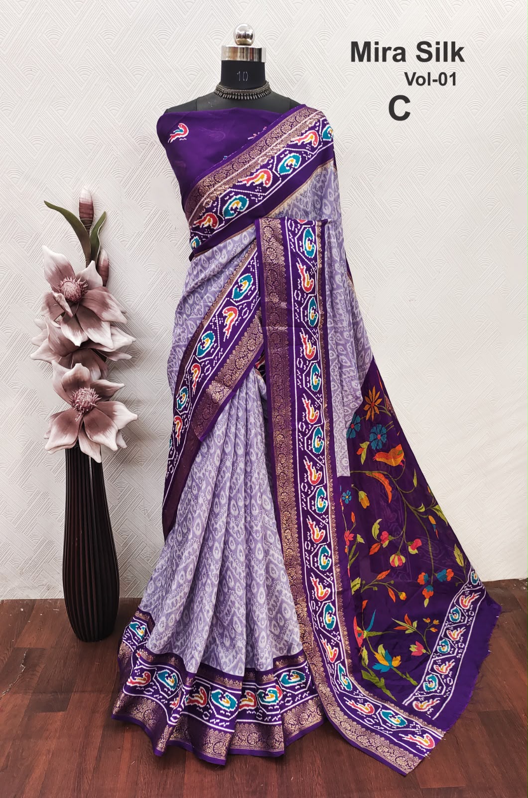 Diya sarees - Purple & Lavender Ikat Silk Saree