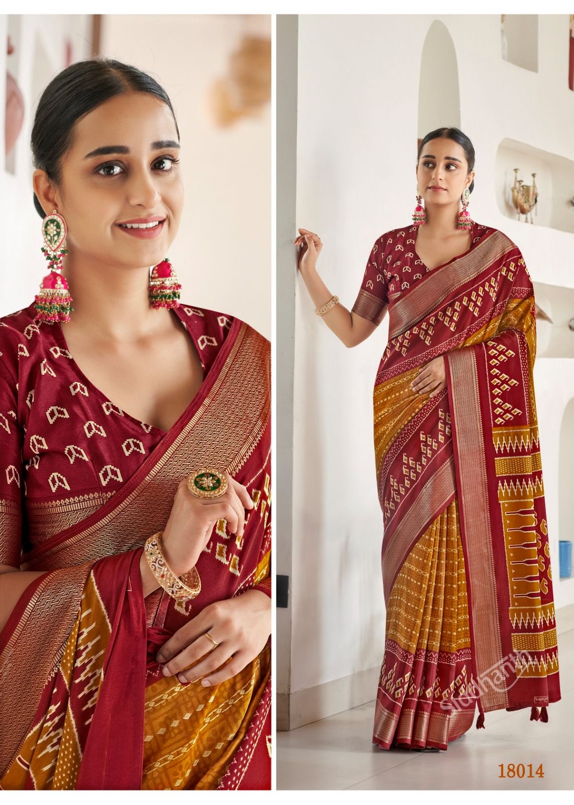 Diya sarees - Cotton Ikkat Silk Sarees