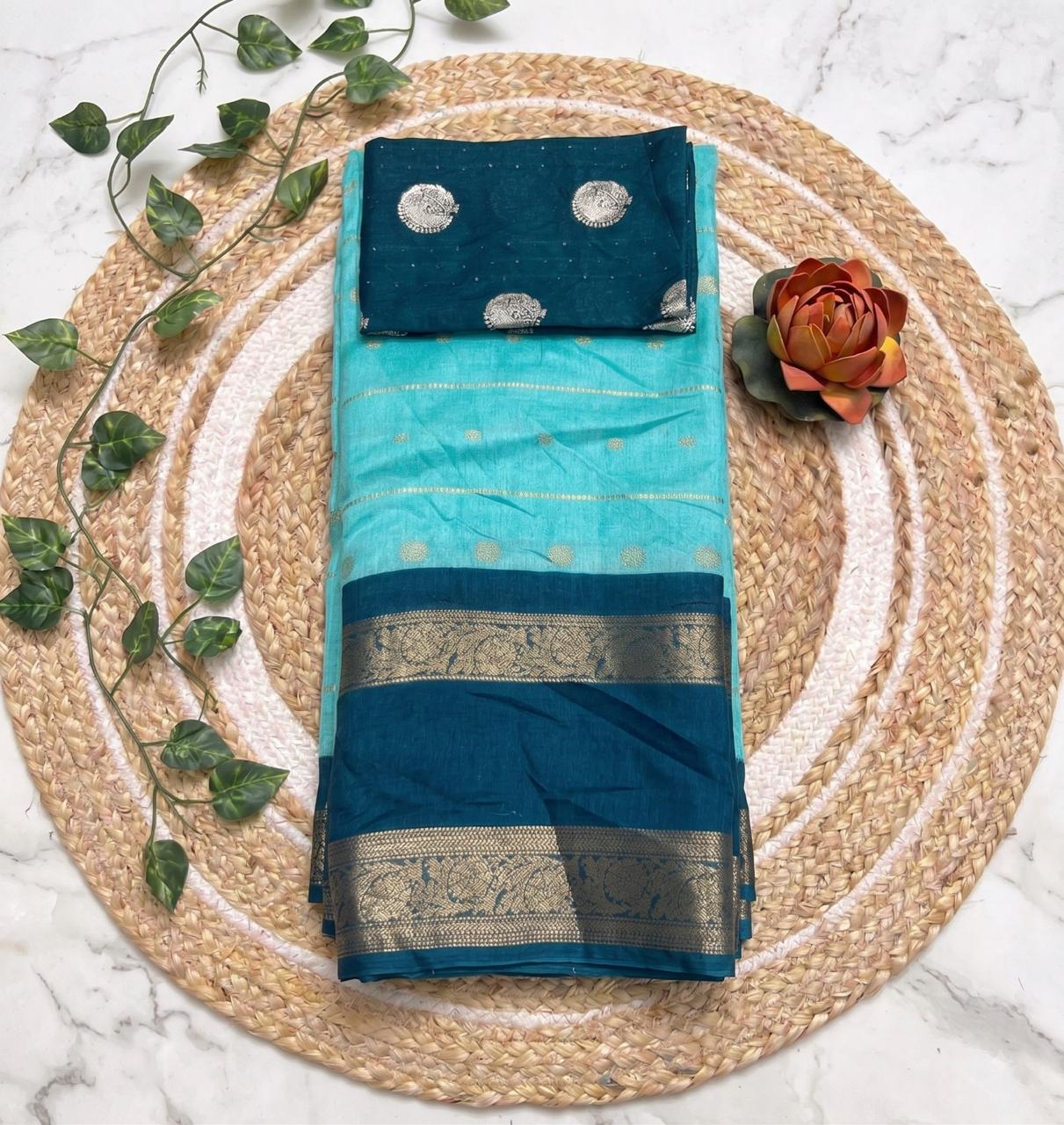 Sky Blue Dola Silk Saree