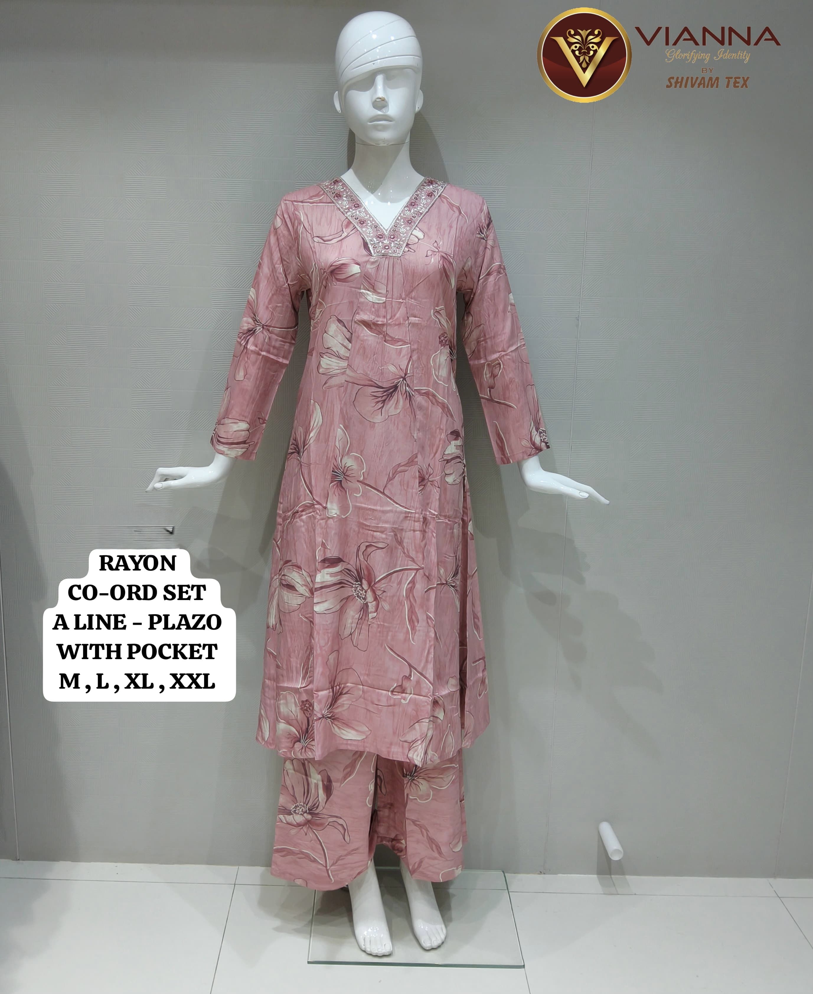 Diya sarees - Rayon V Neck Cord Set