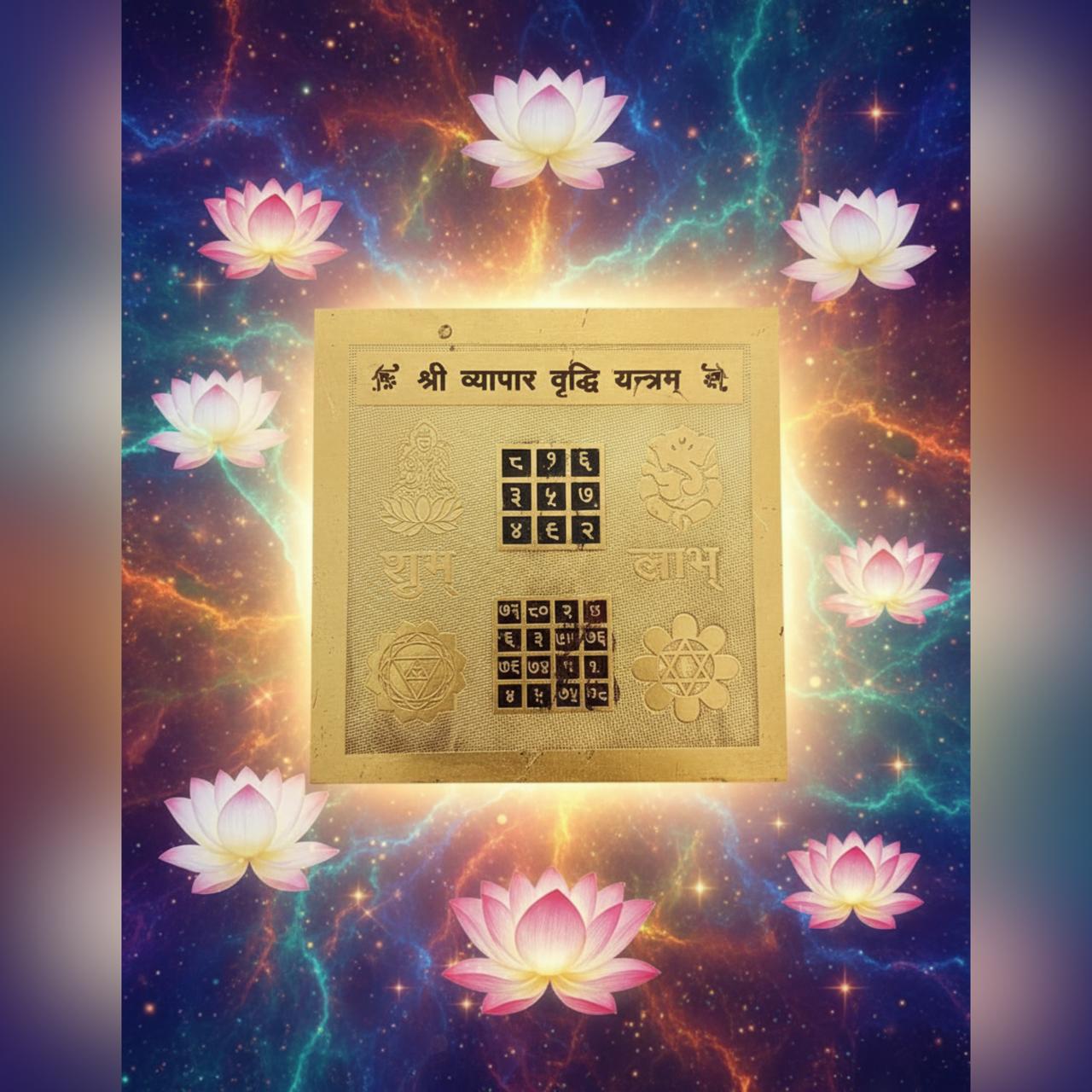 Evaarah - Shree Vyapar Vridhi Yantra Brass Plate 3x3