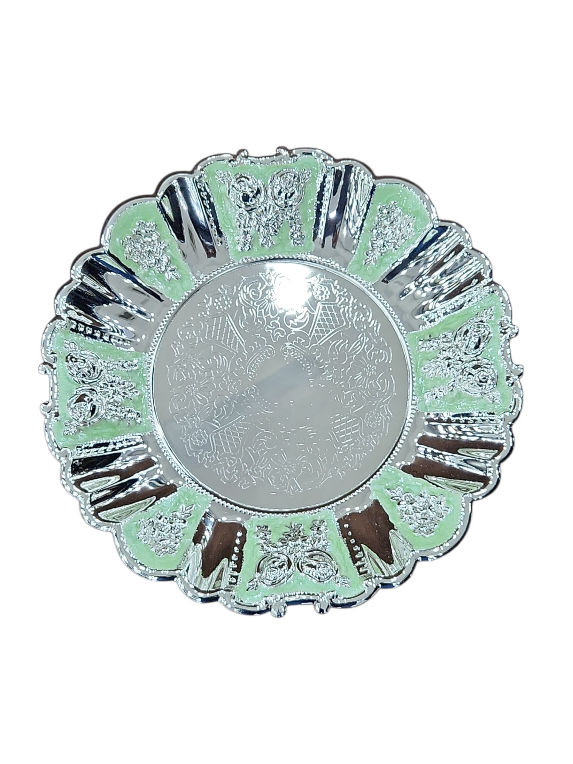 Silver Plated Round Platter with Colour Enamel